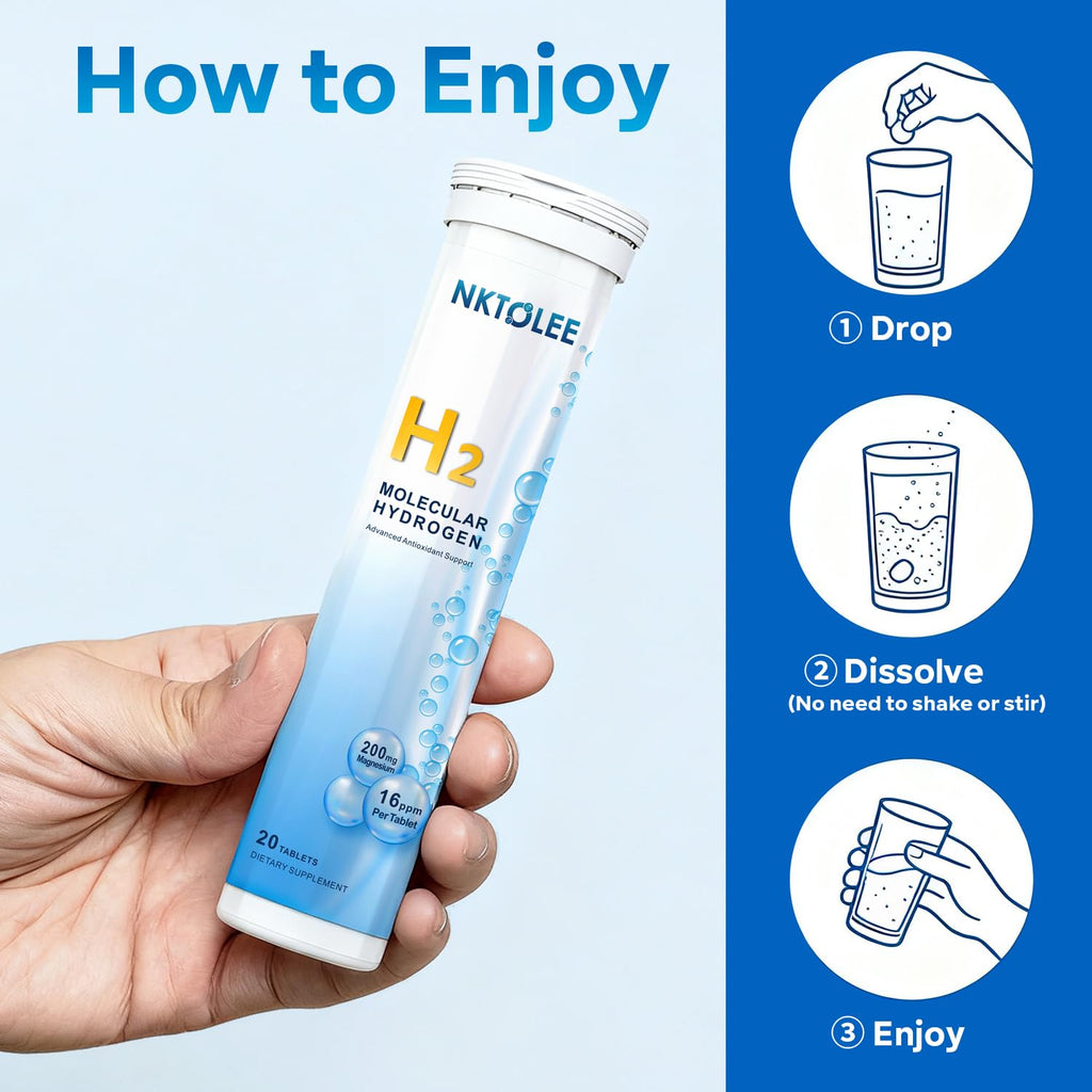 Hydrogen Water Tablets 16 PPM | 200mg Magnesium | Fast-Dissolving Drinking Water Tablets (60 Count)
