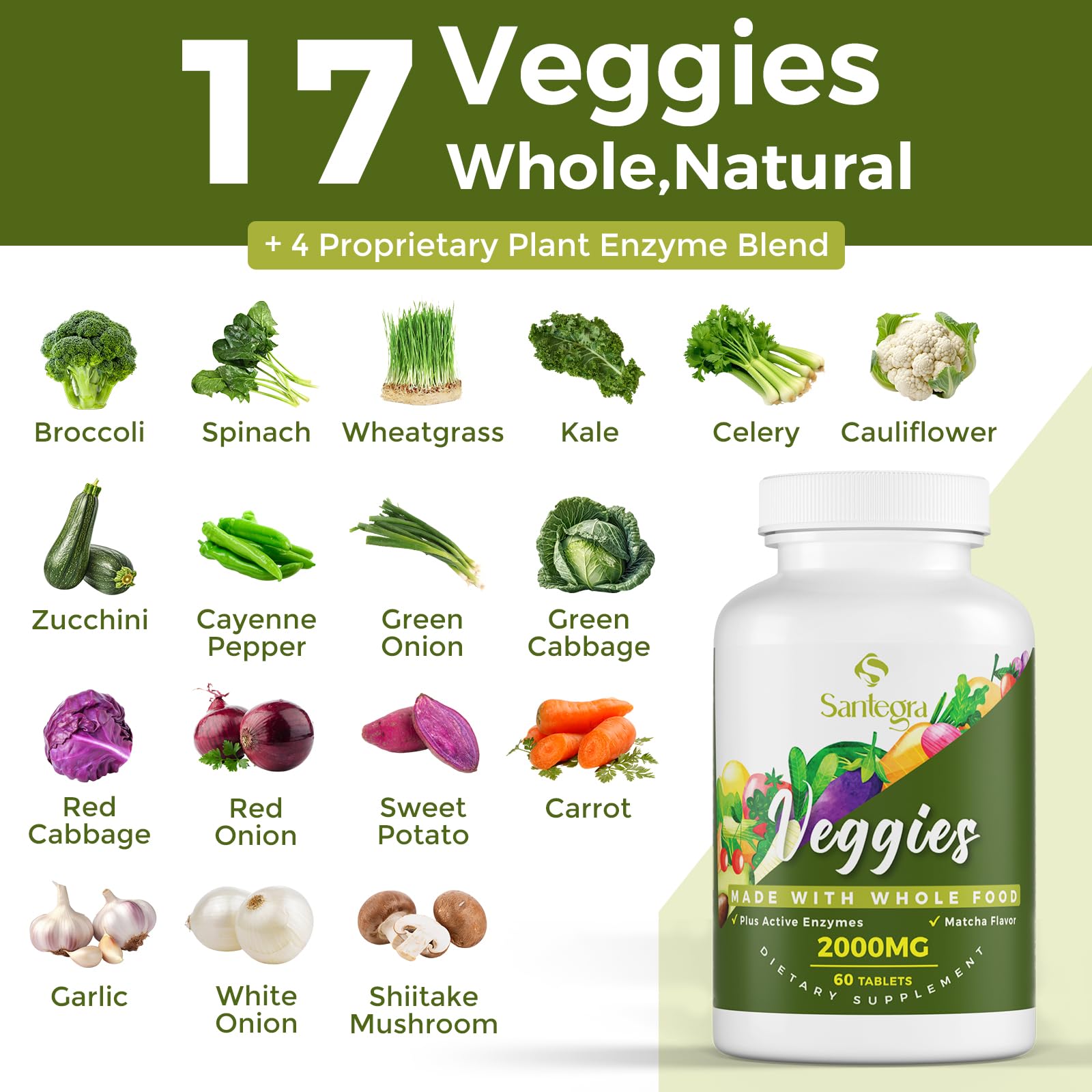 2000 MG Fruit & Veggies Supplement, 240 Tablets – 35+ Fruits & Veggies