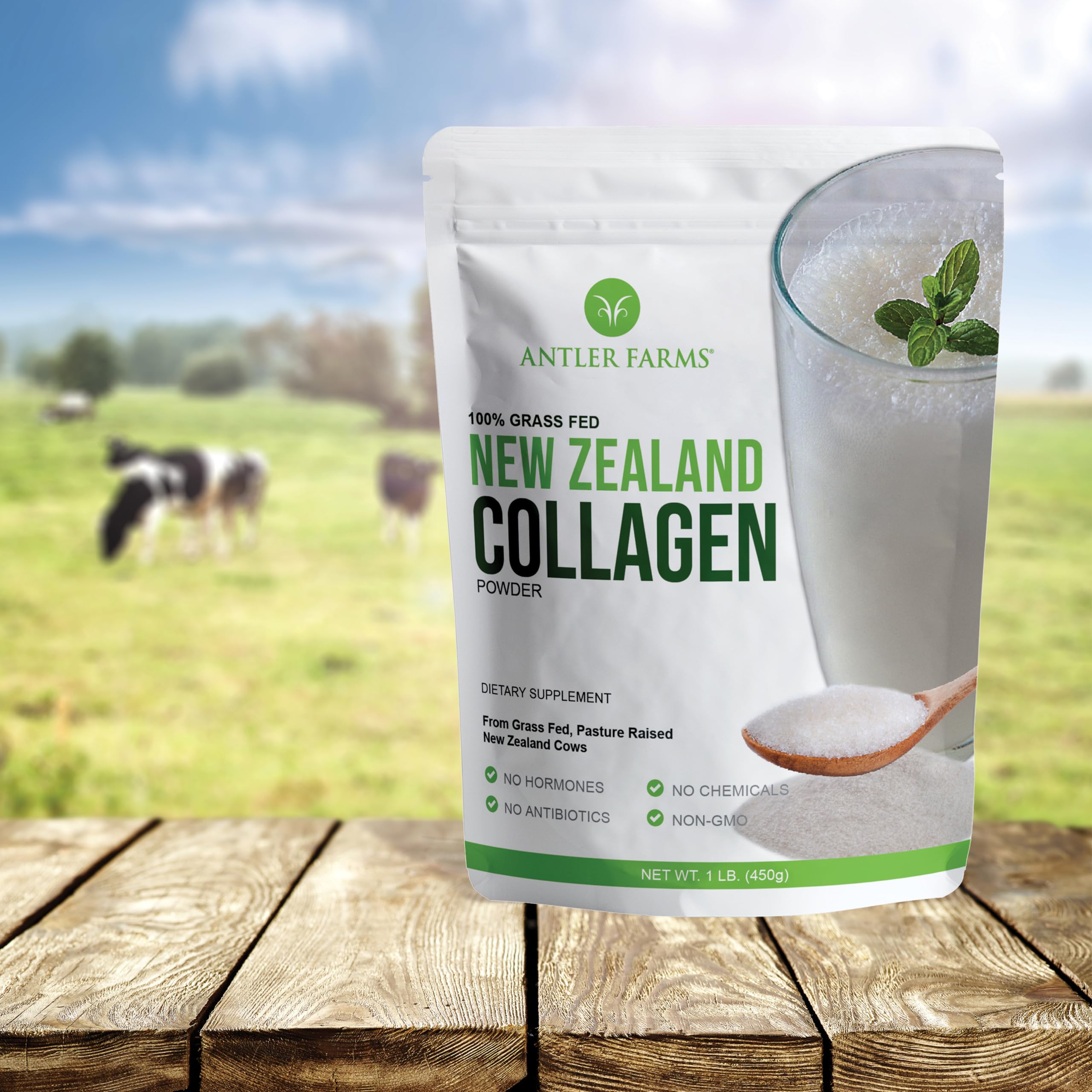 Antler Farms NZ Grass-Fed Collagen Powder – Unflavored, 1 lb, Hydrolyzed & Keto-Friendly