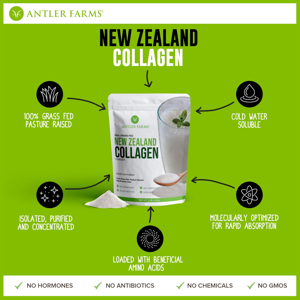 Antler Farms NZ Grass-Fed Collagen Powder – Unflavored, 1 lb, Hydrolyzed & Keto-Friendly