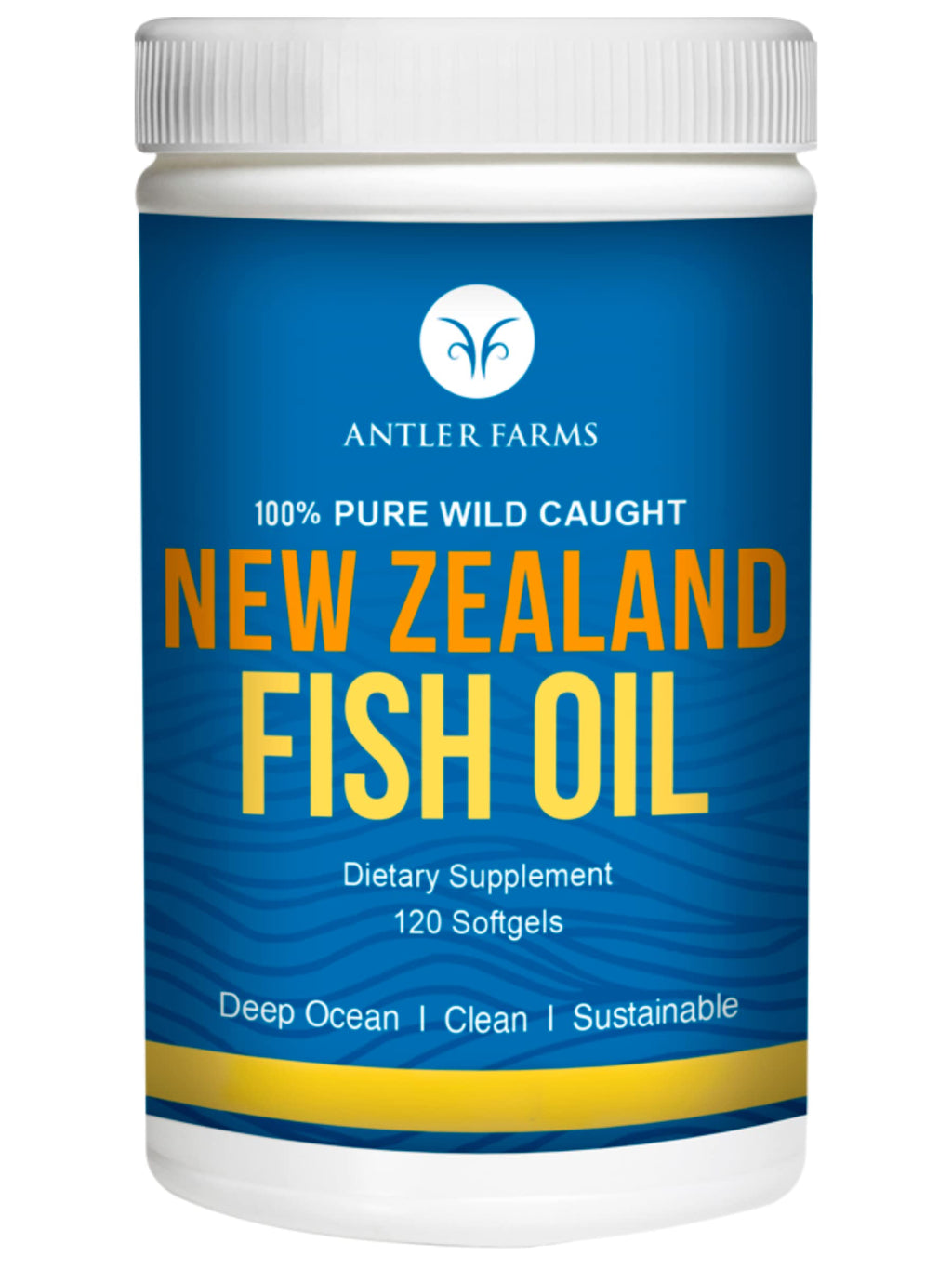 Antler Farms NZ Fish Oil - Pure Wild-Caught Omega-3 EPA+DHA, 120 Softgels