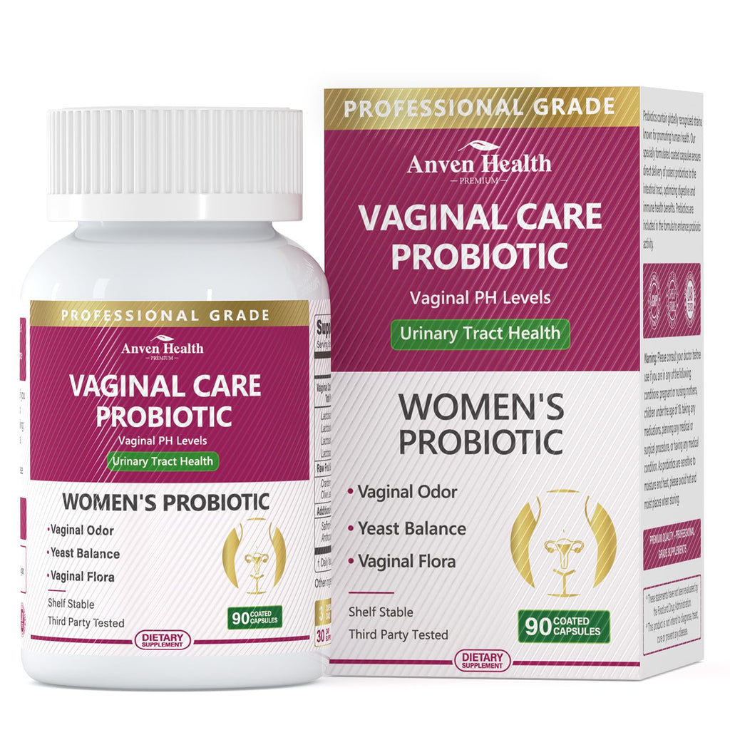Anven Health Vaginal Probiotics – pH Balance, 60B CFU, Prebiotics, Cranberry | Vegan & Non-GMO, 90 Capsules