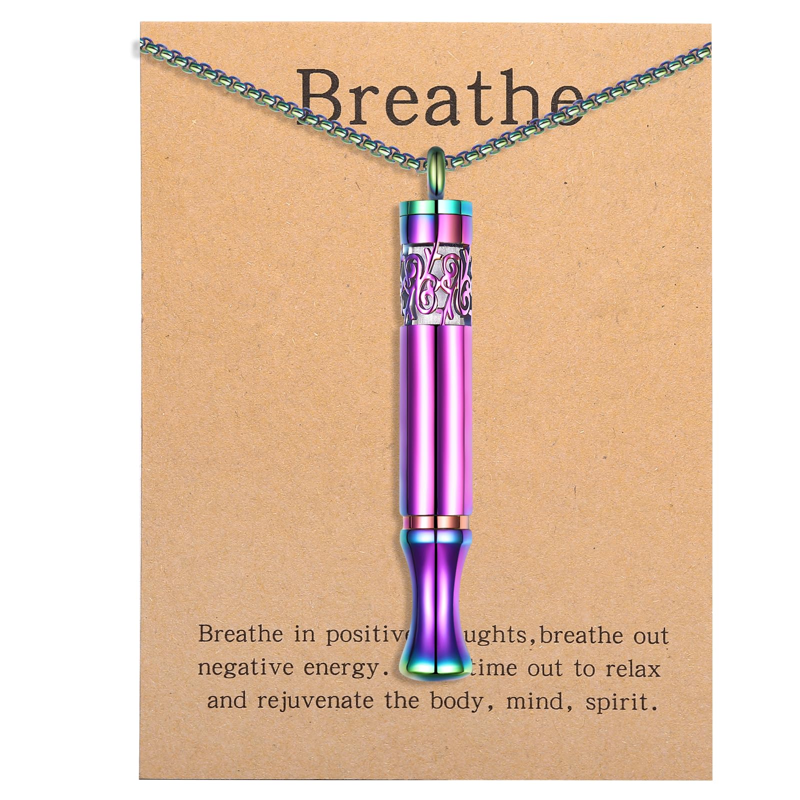 Anxiety Relief Pendant - Mindfulness Breathing Necklace & Aromatherapy Diffuser (Rainbow)