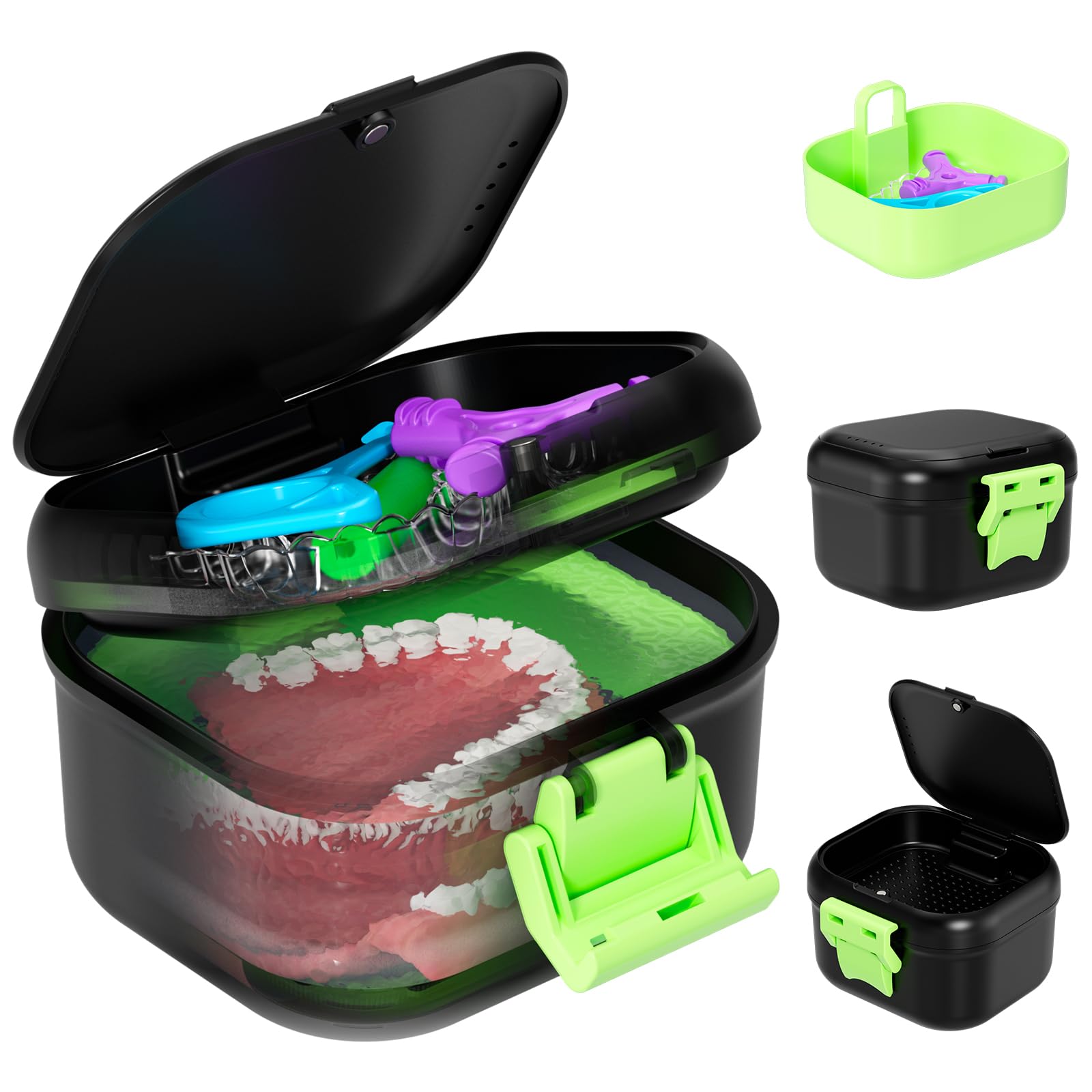 ANYLEY Leak-Proof Denture Case | Travel Bath Cup for Dentures & Retainers