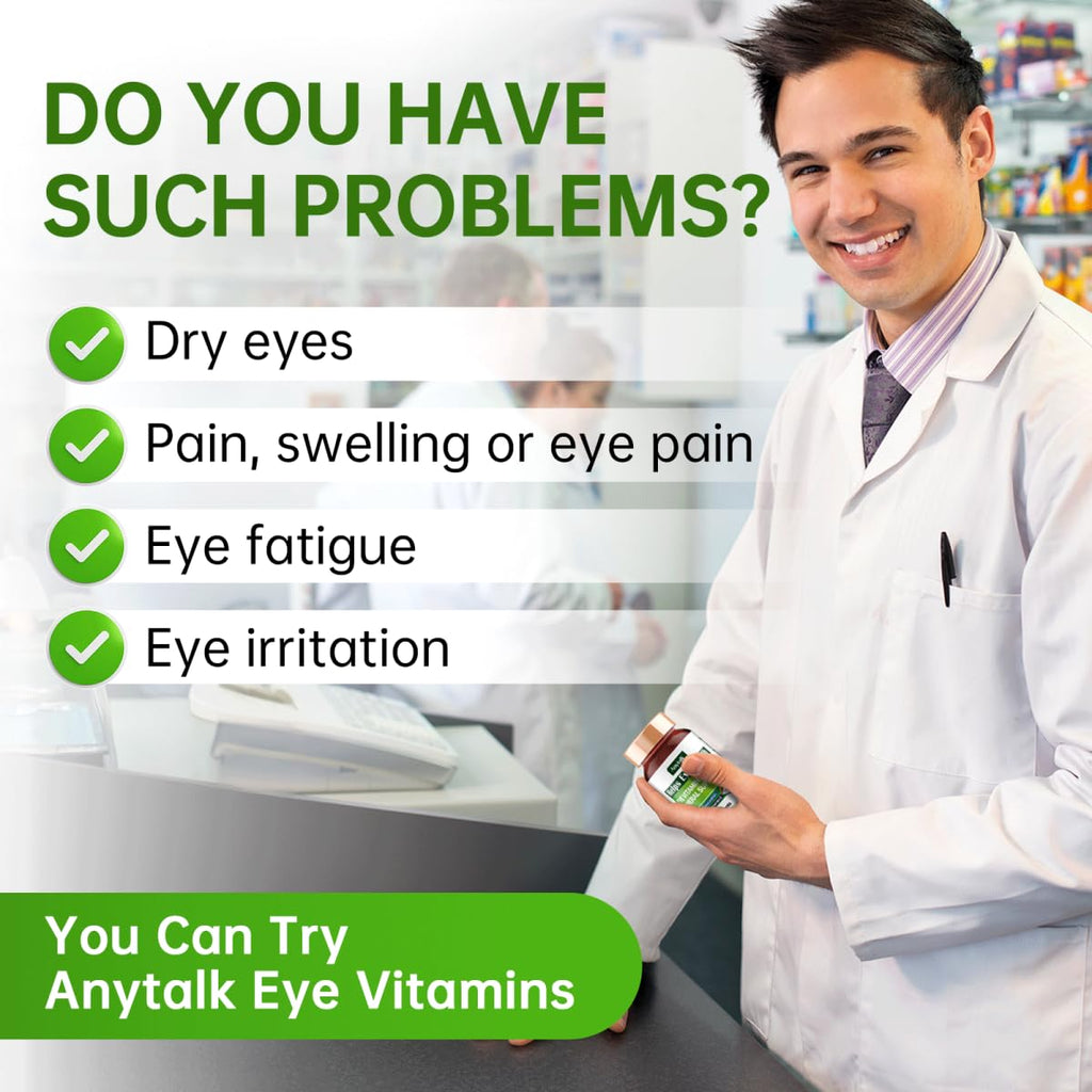 ANYTALK Lutein Eye Vitamins - Eye Health Support for Macular Pigment & Dry Eye (60 Capsules)