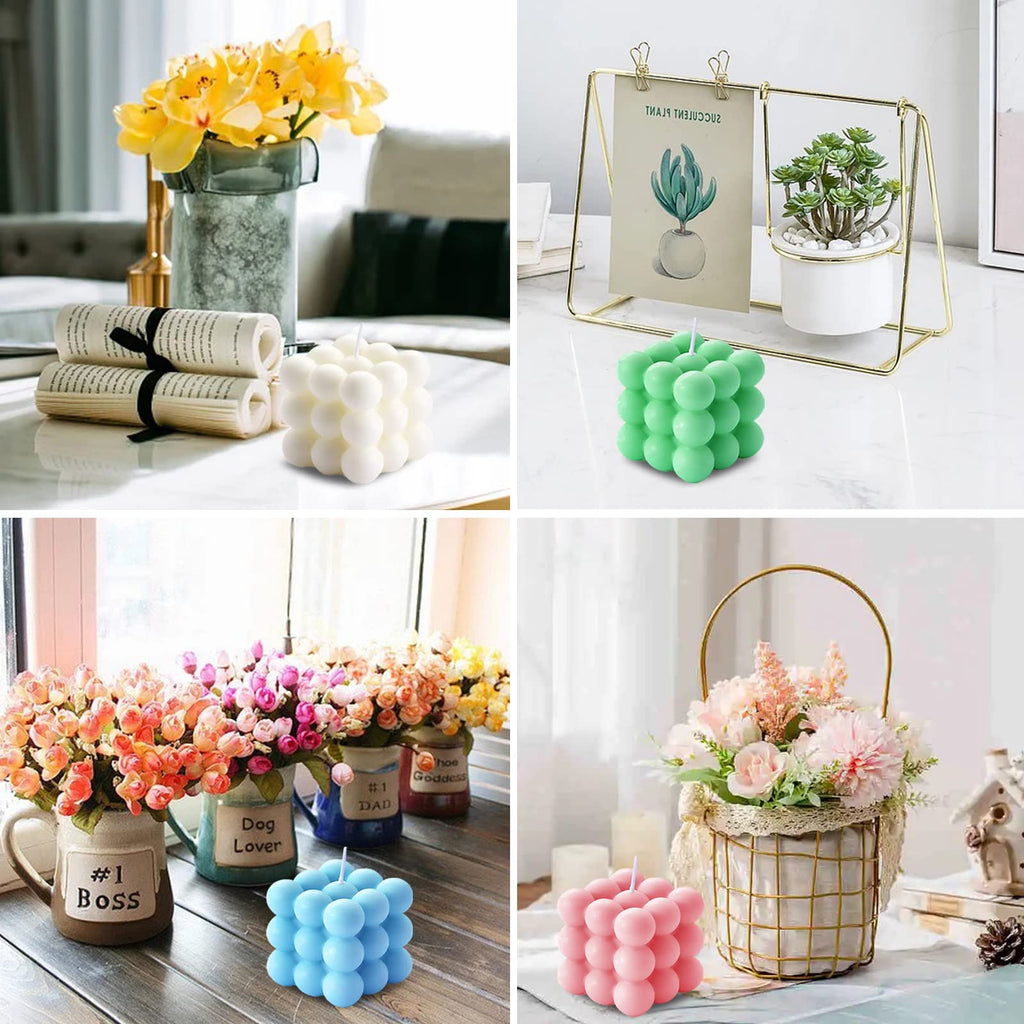 Aokala Scented Bubble Cube Candles – 4-Pack, 5.4 oz Soy Wax, Home Decor