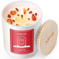 AOOVOO Cinnamon Scented Soy Candle with Crystals – 10oz for Women