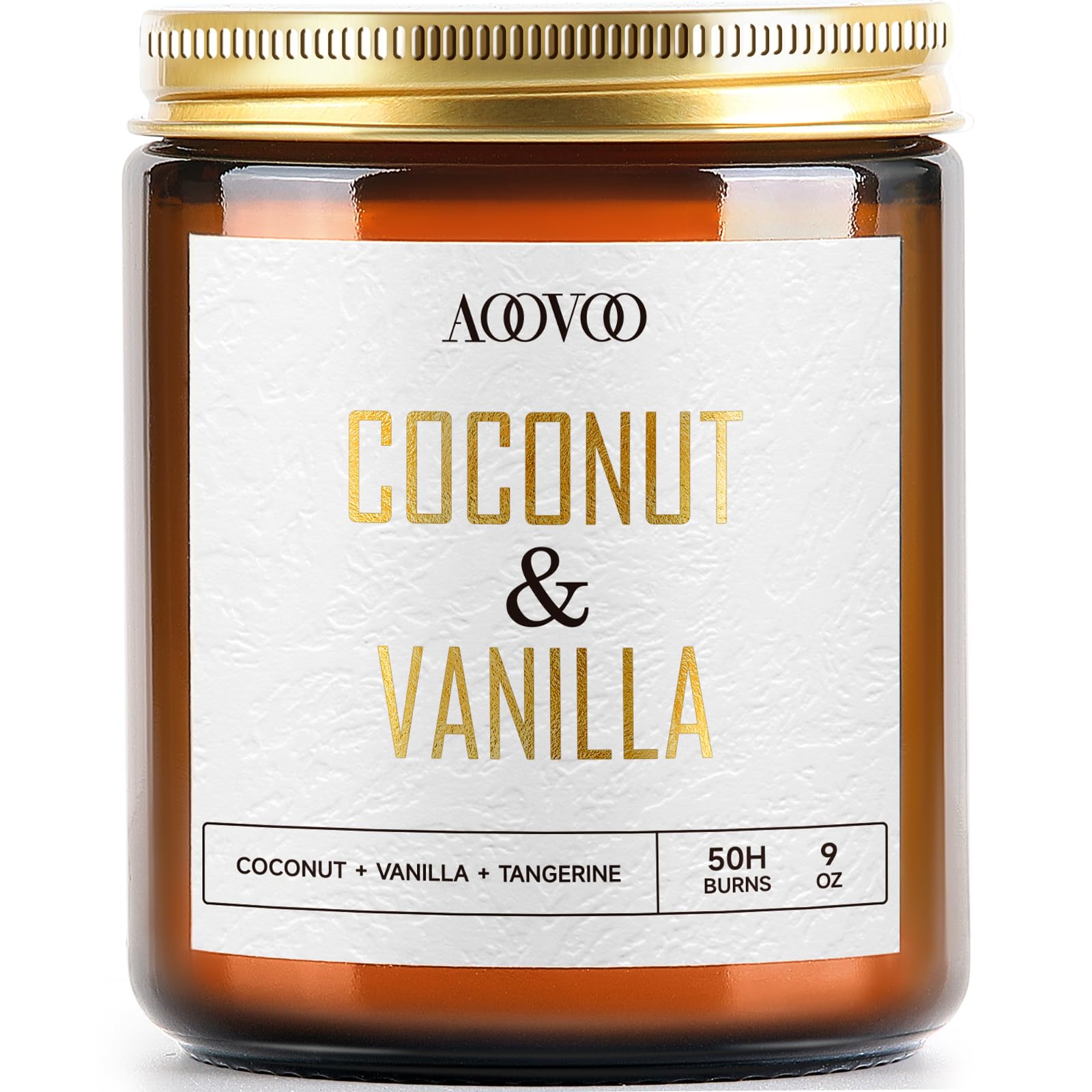 AOOVOO Coconut Vanilla Candles – 9 oz Soy Scented Candle for Home & Aromatherapy