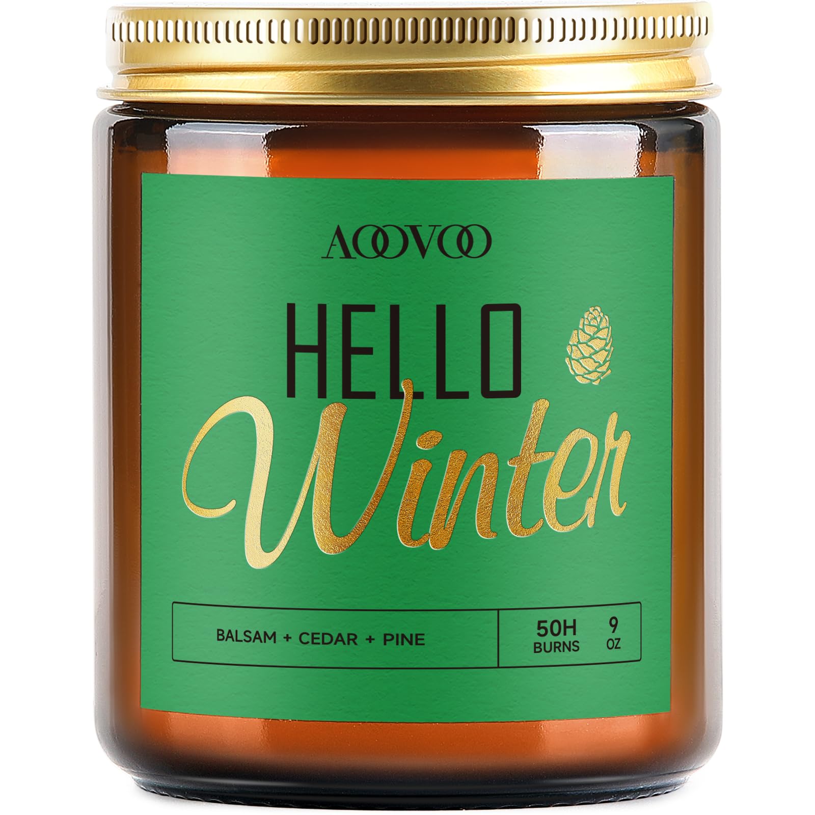 AOOVOO Hello Winter Candle - 9 oz Pine Scented Soy Wax Aromatherapy Candle