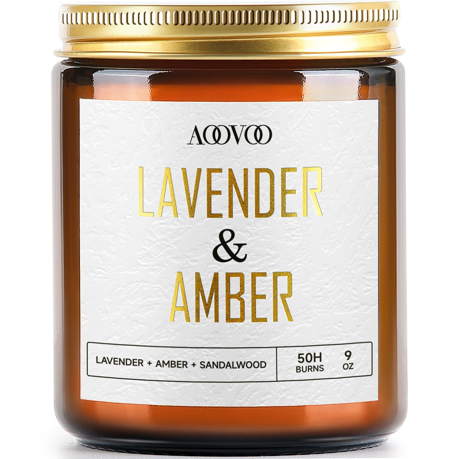 AOOVOO Lavender Amber Candles – 9 oz Scented Soy Candle, Aromatherapy