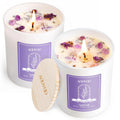 AOOVOO Lavender Scented Candle Set 2 Pack – 14oz Soy Candles with Crystals Inside