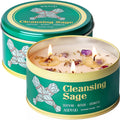 AOOVOO 2 Pack Sage Candle for Cleansing – 3 Wick 24oz Large Soy Candles with Crystals & Sage Leaves Inside, Non Toxic for Meditation & Aromatherapy