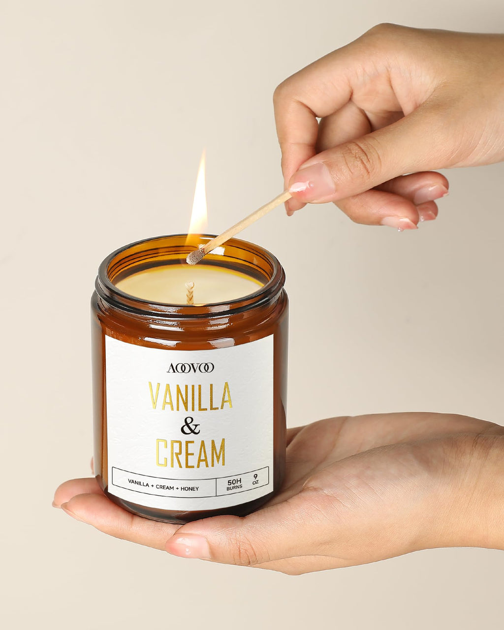 AOOVOO Vanilla Cream Candles - 9 oz Soy Scented Candle for Home