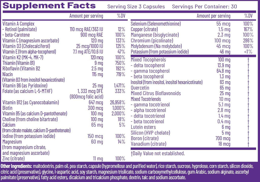 AOR Multi Basics 3: Essential Multivitamin & Mineral Supplement (USA Label)