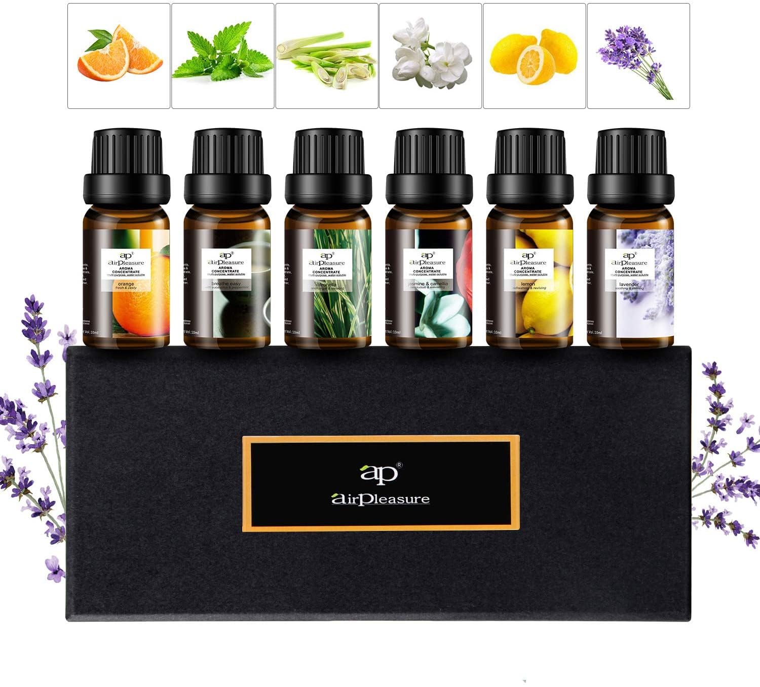 ap airpleasure Refresh Essential Oils Set — 6x10ml for Diffuser, Humidifier & Aromatherapy