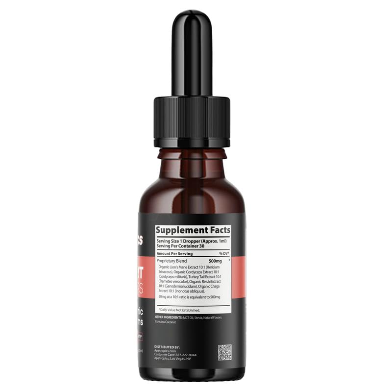 Apetropics Smart Drops: Adaptogenic Mushroom Tincture - Peach Watermelon, 30 Servings