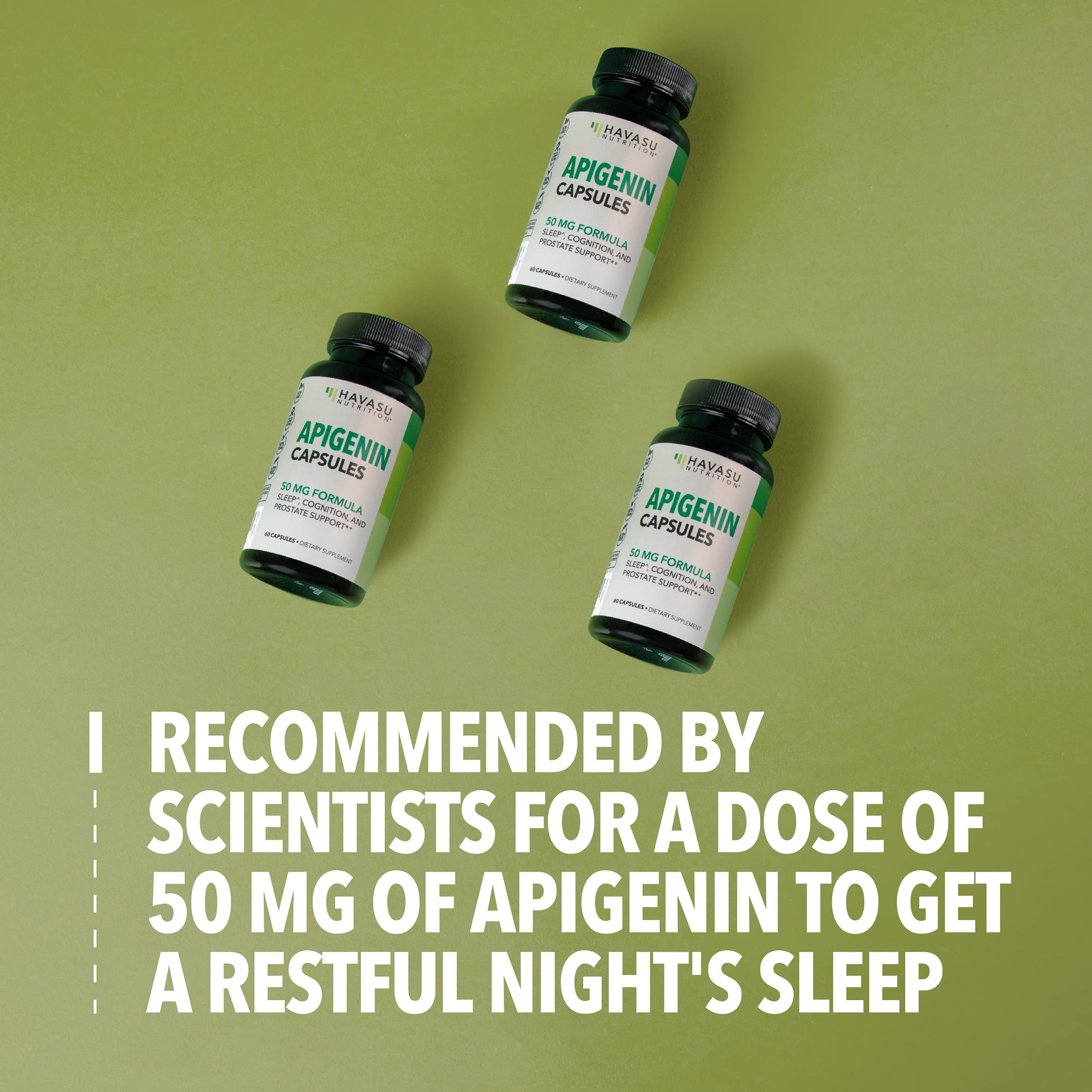 Apigenin Capsules 50mg - 120 Count | Vegan, Non-GMO, Sleep & Cognitive Support