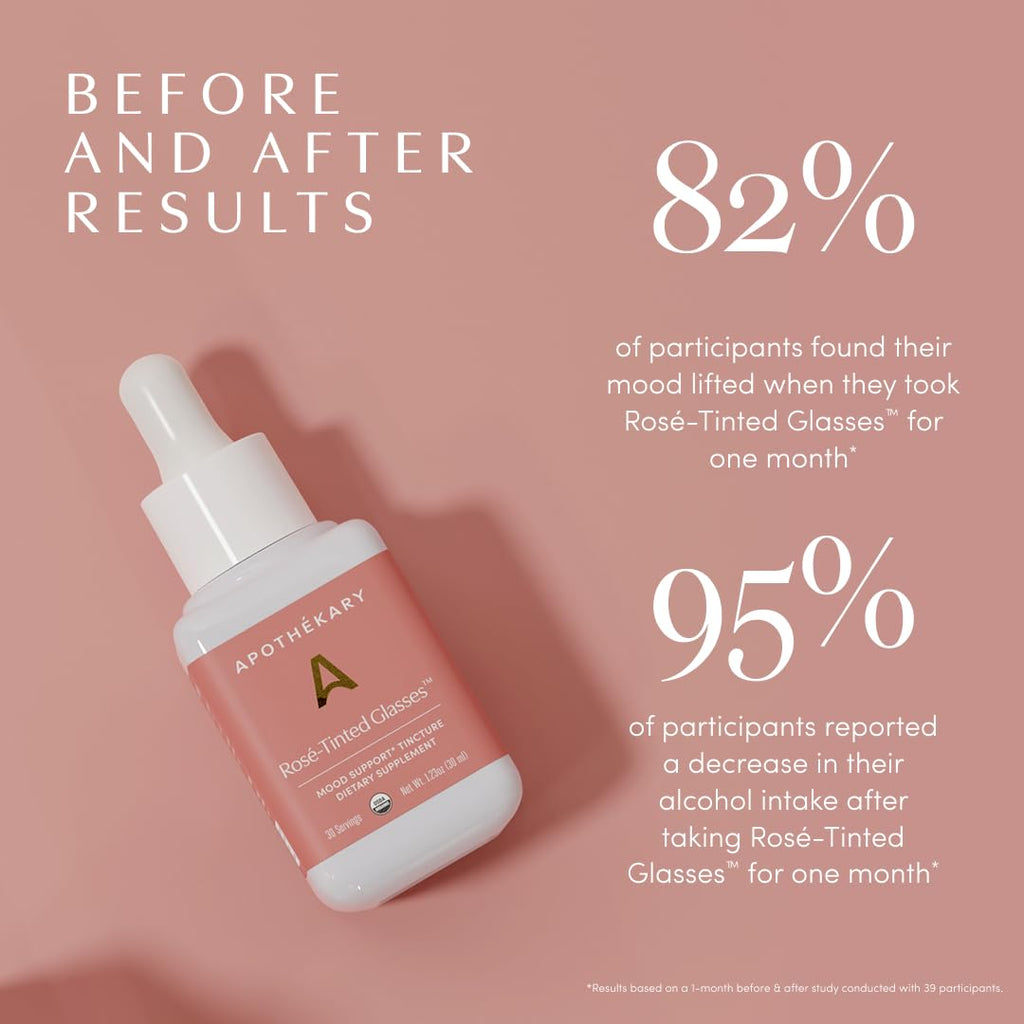 Apothékary Rosé-Tinted Glasses - Alcohol-Free Mood & Focus Drops, 30 Servings
