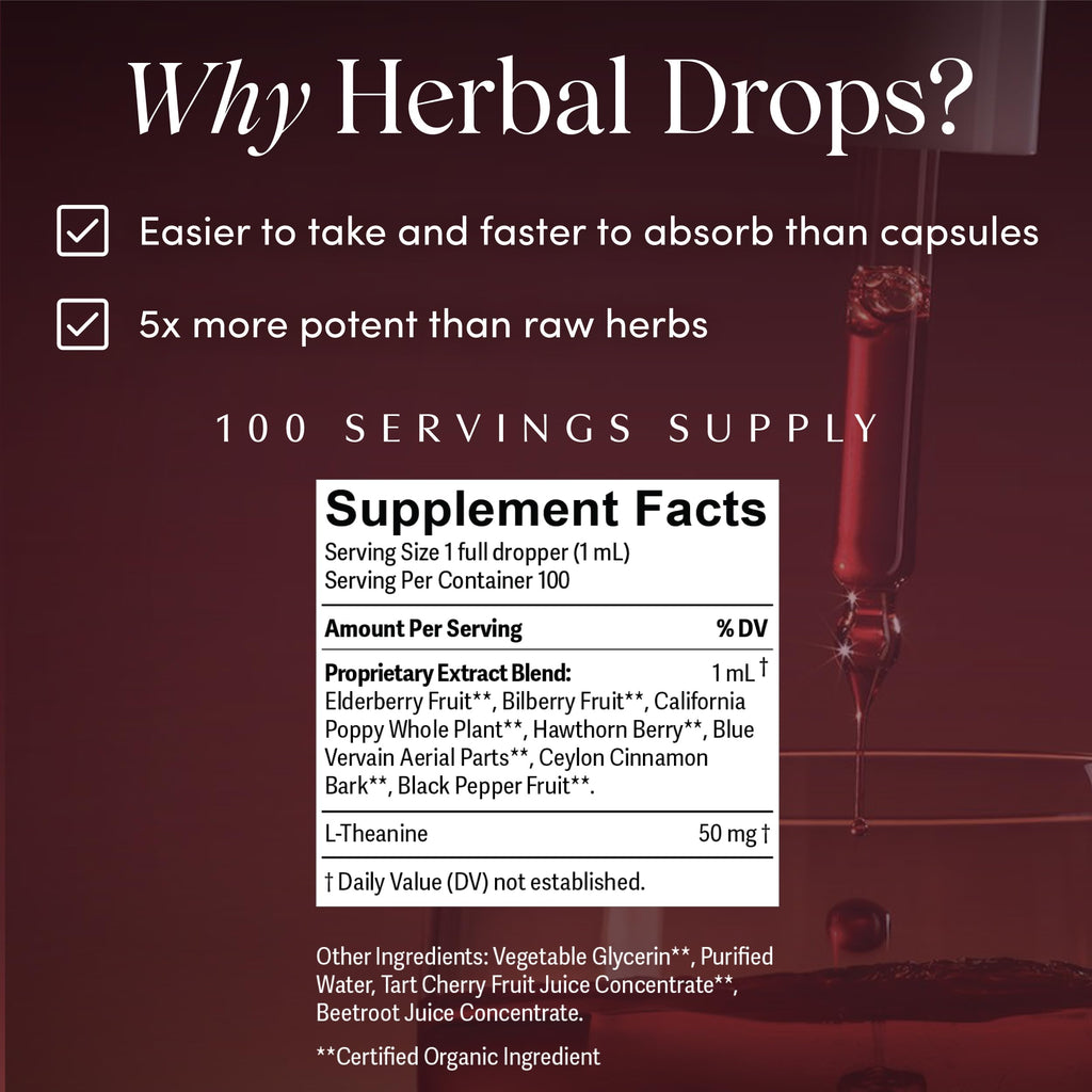 Apothékary Wine Down: Alcohol-Free Sleep Drops with Blue Vervain & Tart Cherry
