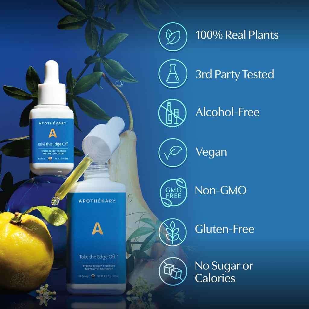 Apothékary Take The Edge Off – Alcohol-Free White Wine-Inspired Calming Drops, 1 oz, 30 Servings