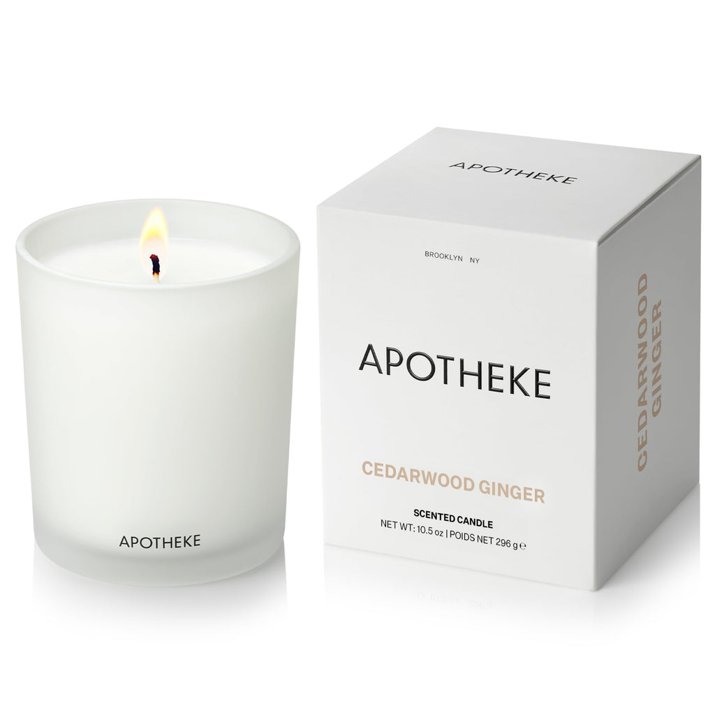 APOTHEKE Cedarwood Ginger 10.5 oz Soy Candle – Luxury Jar, Non-Toxic