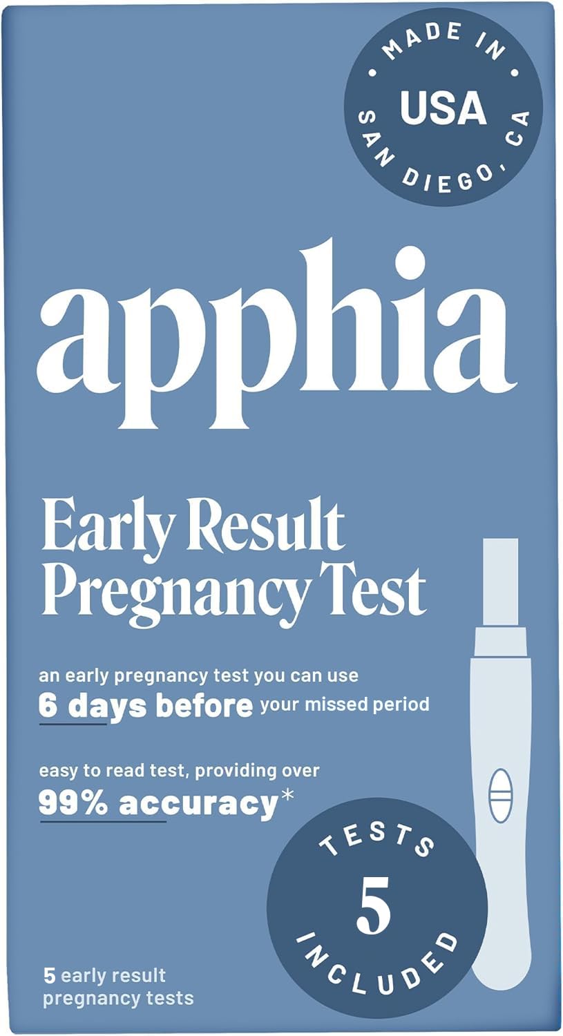 Apphia Early Detection Pregnancy Test - 6 Days Sooner | Midstream hCG Strips | Made in USA (Pack of 5)