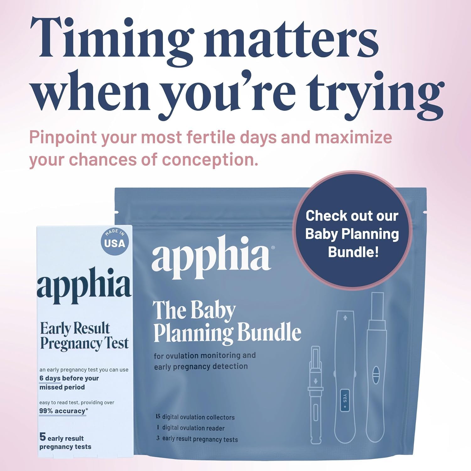 Apphia Early Detection Pregnancy Test - 6 Days Sooner | Midstream hCG Strips | Made in USA (Pack of 5)