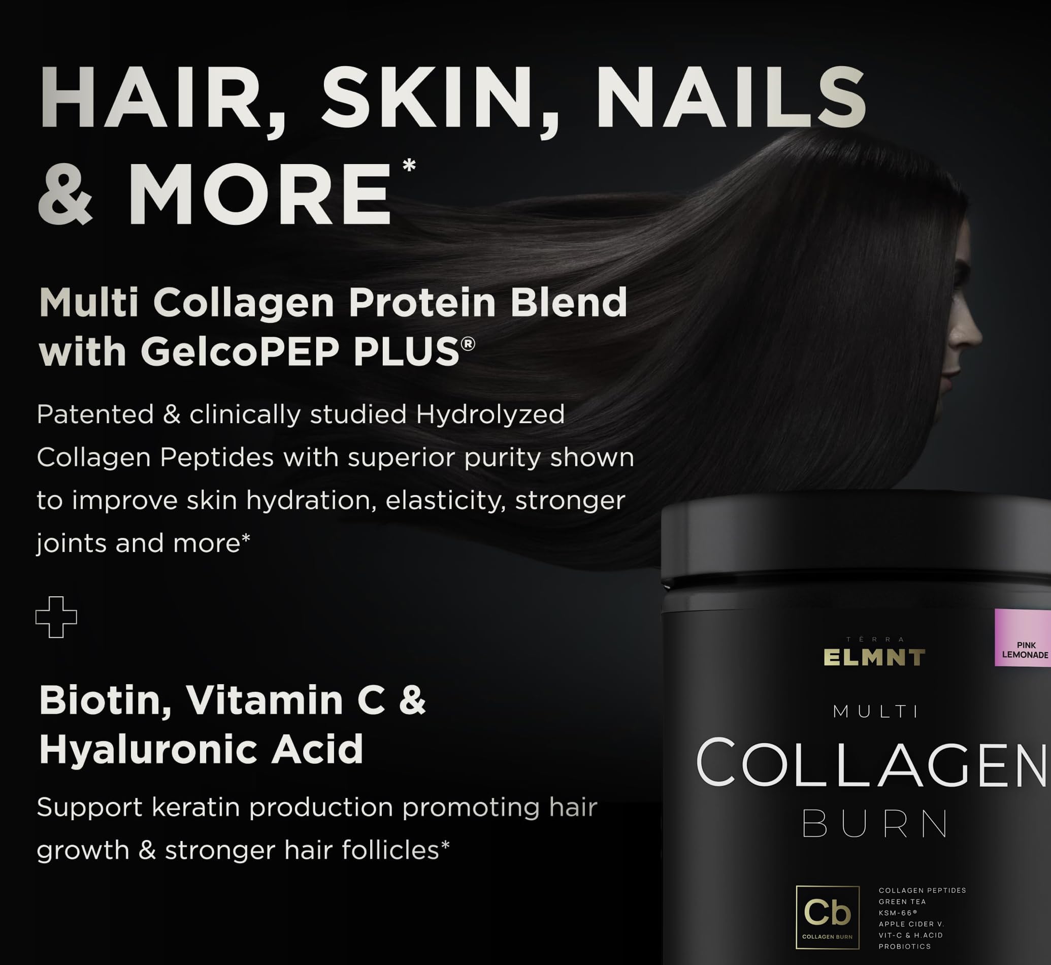 Super Collagen Burn Powder for Women – Pink Lemonade | Multi Collagen Peptides + Hyaluronic Acid