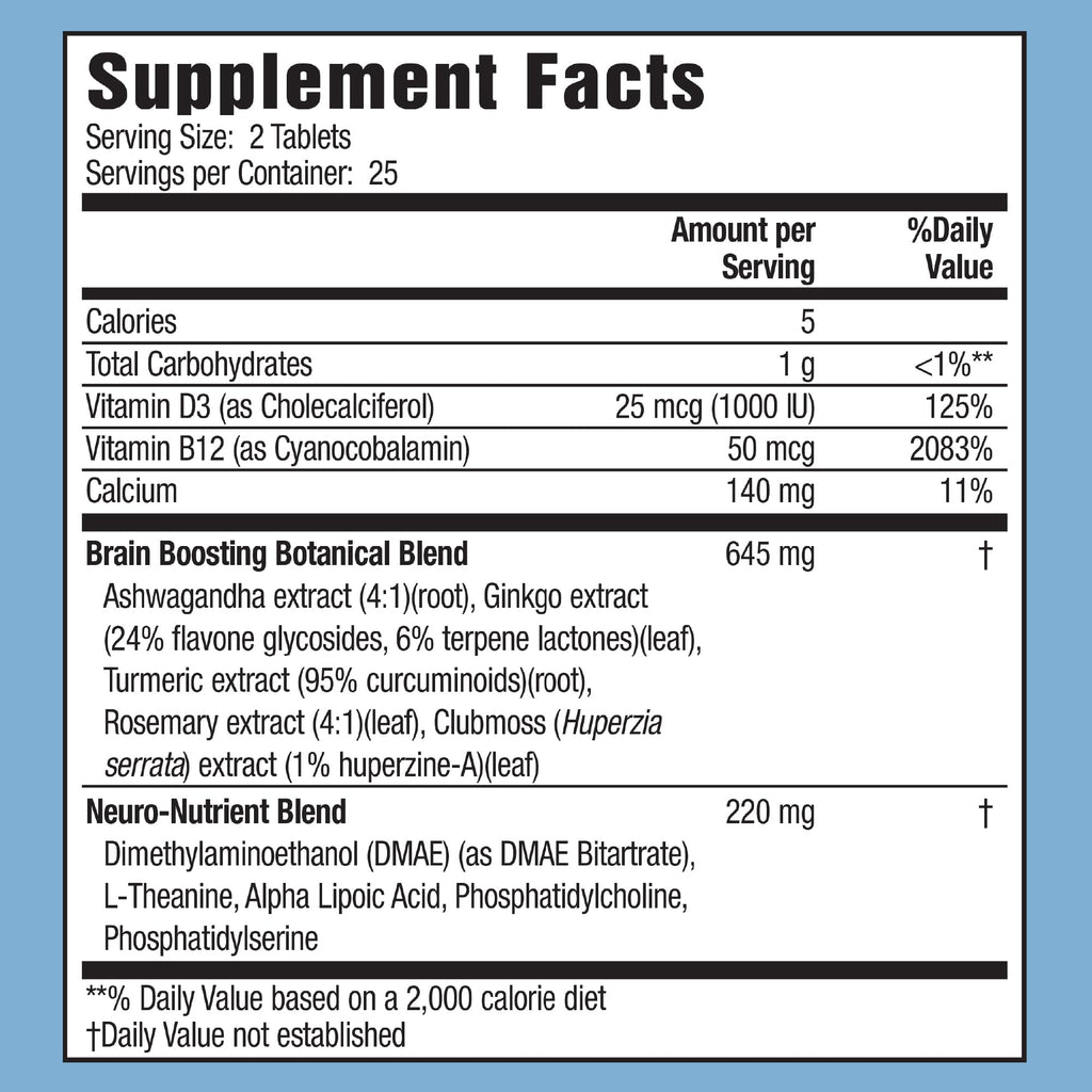 Applied Nutrition Healthy Brain All-Day Focus – 50 Tablets Pack of 2 | 3-in-1 Brain Booster with Turmeric
