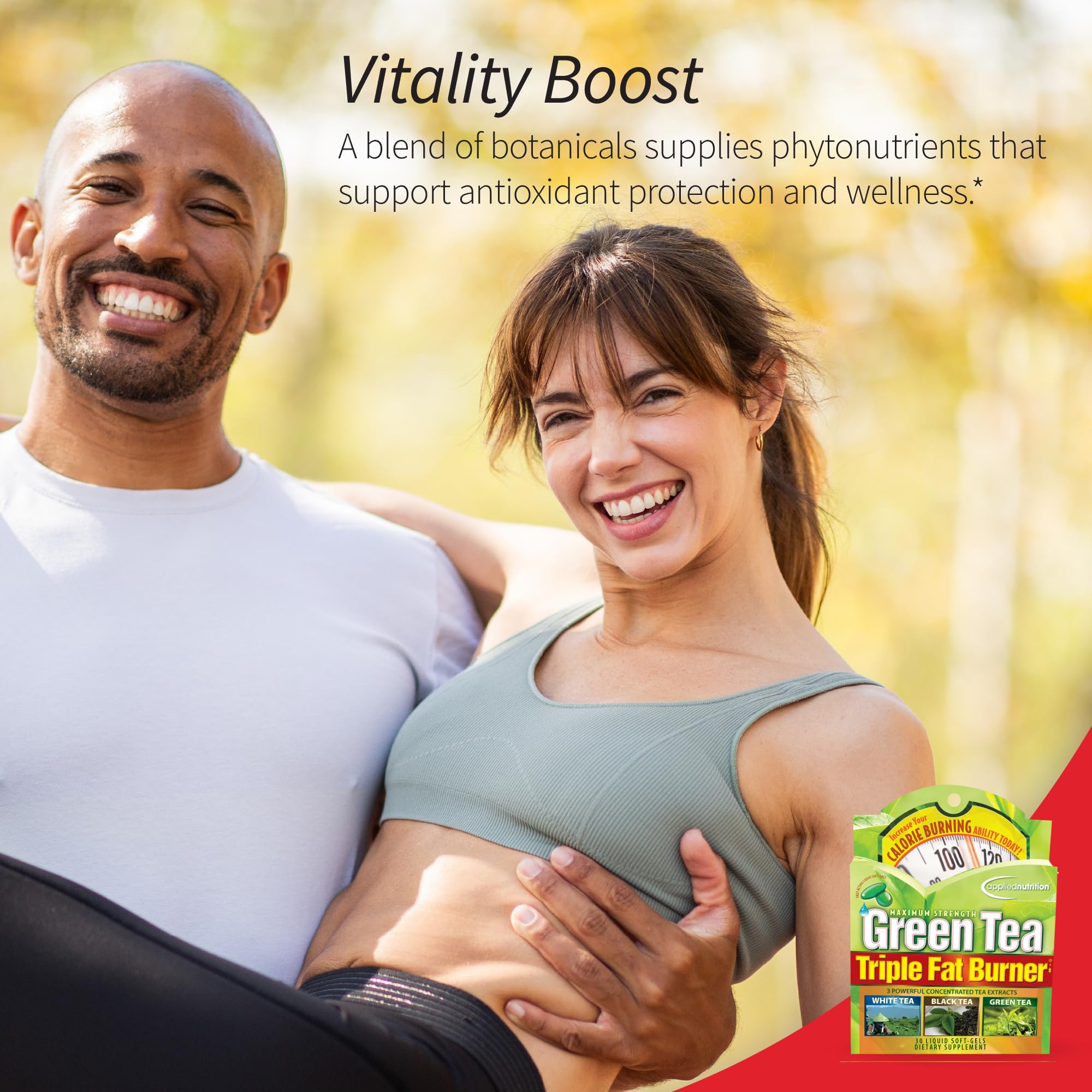 Applied Nutrition Green Tea Fat Burner – 3 Pack (30 Liquid Soft-Gels) – Increases Calorie Burning & Powerful Antioxidants – 45 Servings