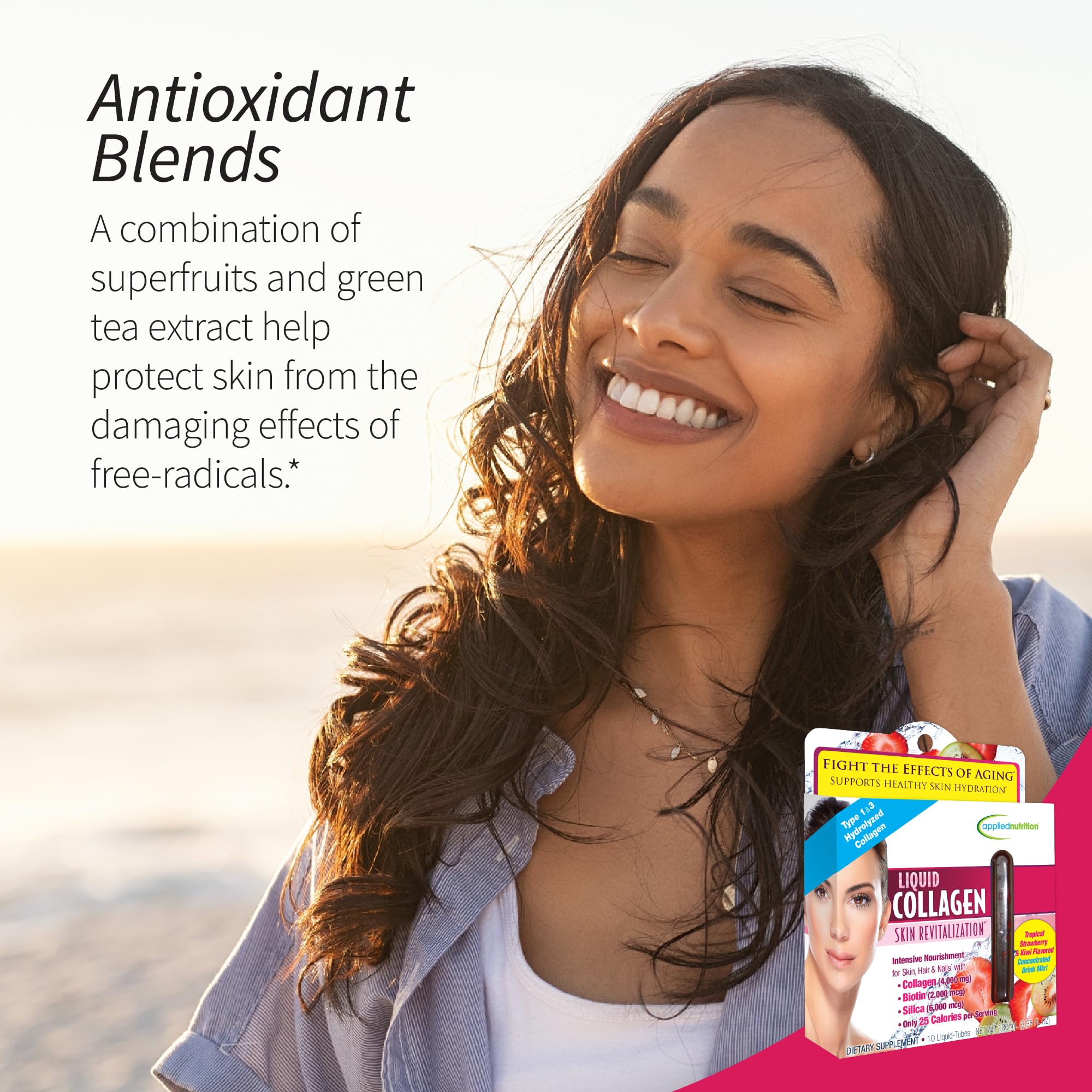 Applied Nutrition Liquid Collagen Skin Revitalization – 2x10 Tubes (Tropical Strawberry Kiwi)