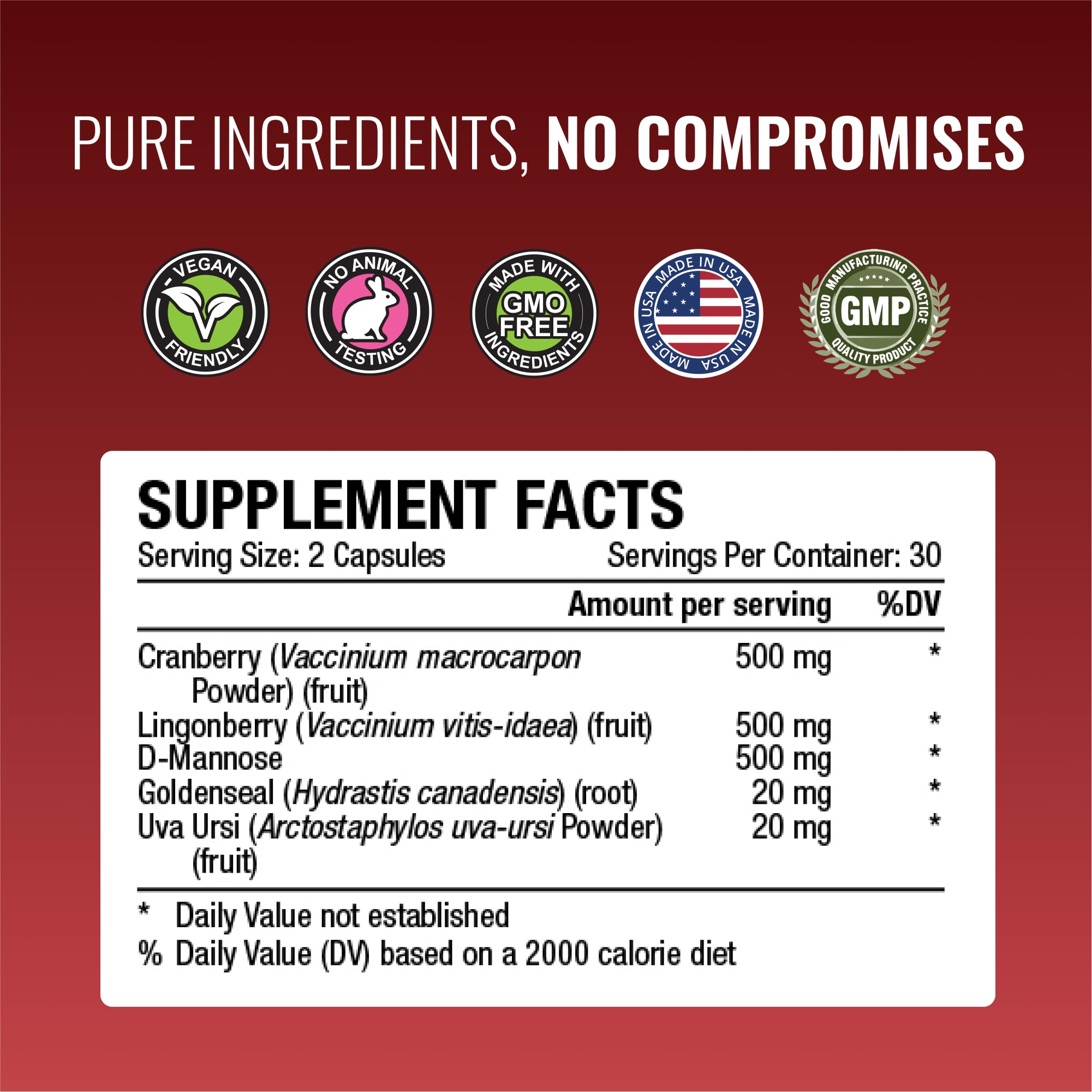 Approve Science Uritrac UTI Support – Cranberry, D-Mannose, Lingonberry – Vegan Friendly – 1 Bottle Supply