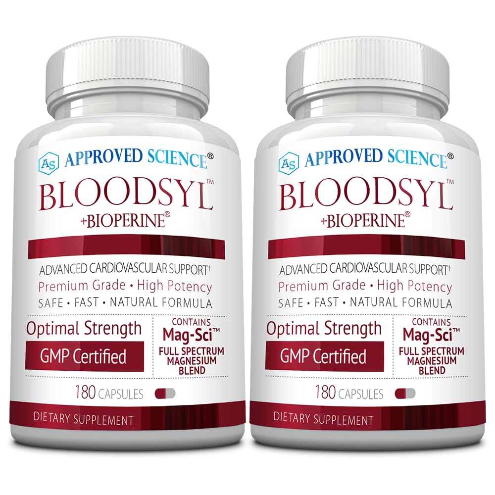 Approved Science Bloodsyl - Supports Blood Flow - Hawthorn, Magnesium & BioPerine | Vegan, 2x180 Capsules