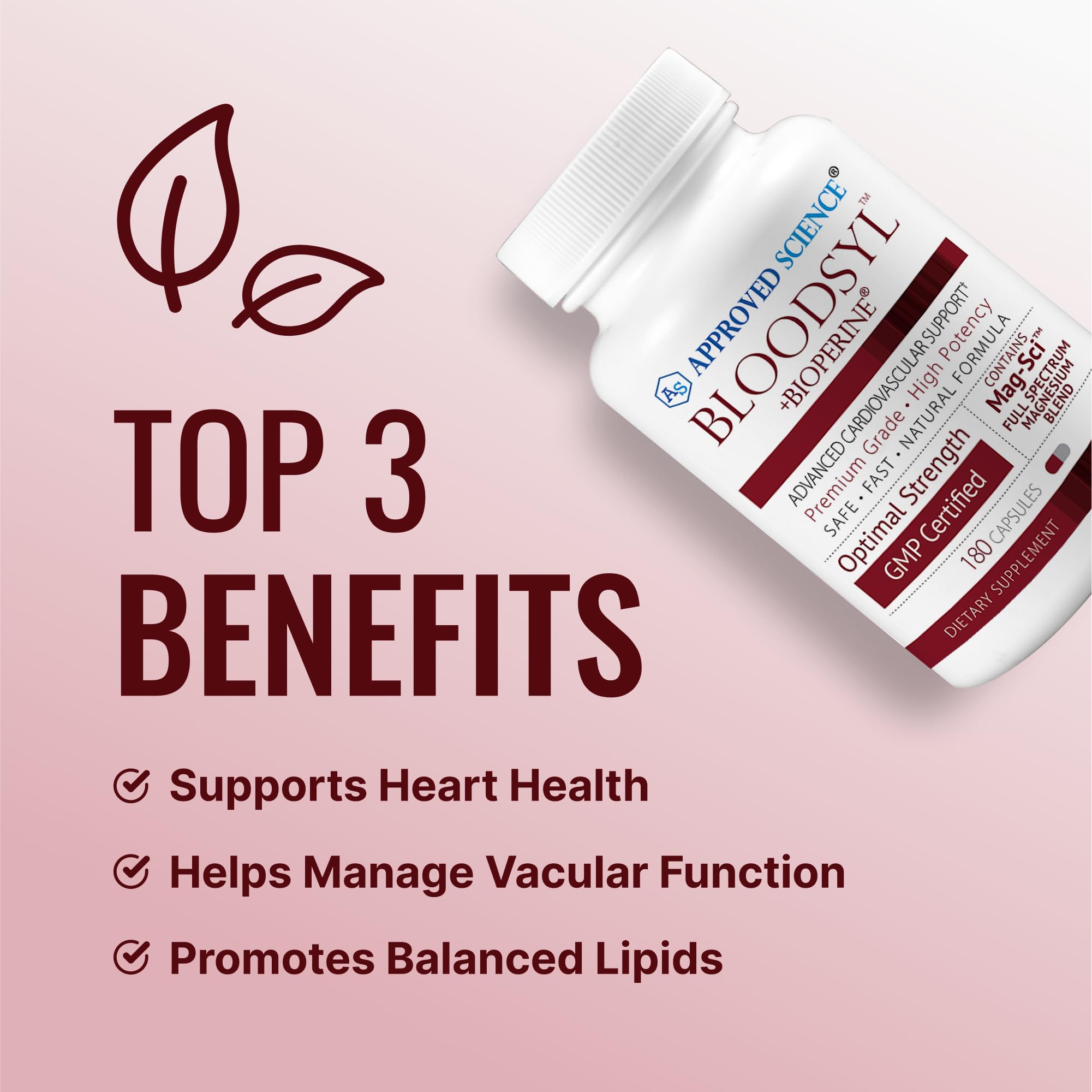 Approved Science Bloodsyl - Supports Blood Flow - Hawthorn, Magnesium & BioPerine | Vegan, 2x180 Capsules