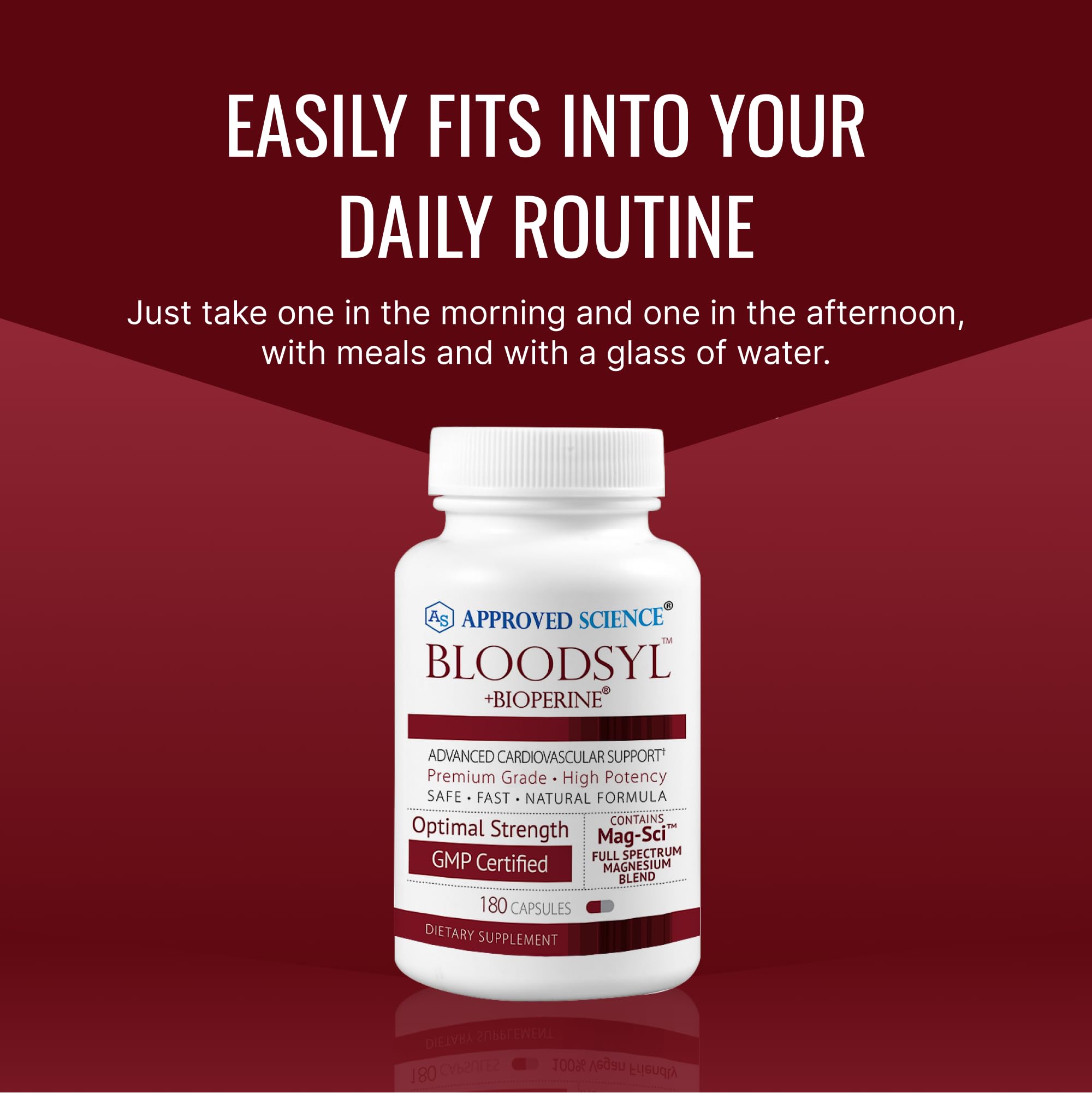 Approved Science Bloodsyl - Supports Blood Flow - Hawthorn, Magnesium & BioPerine | Vegan, 2x180 Capsules