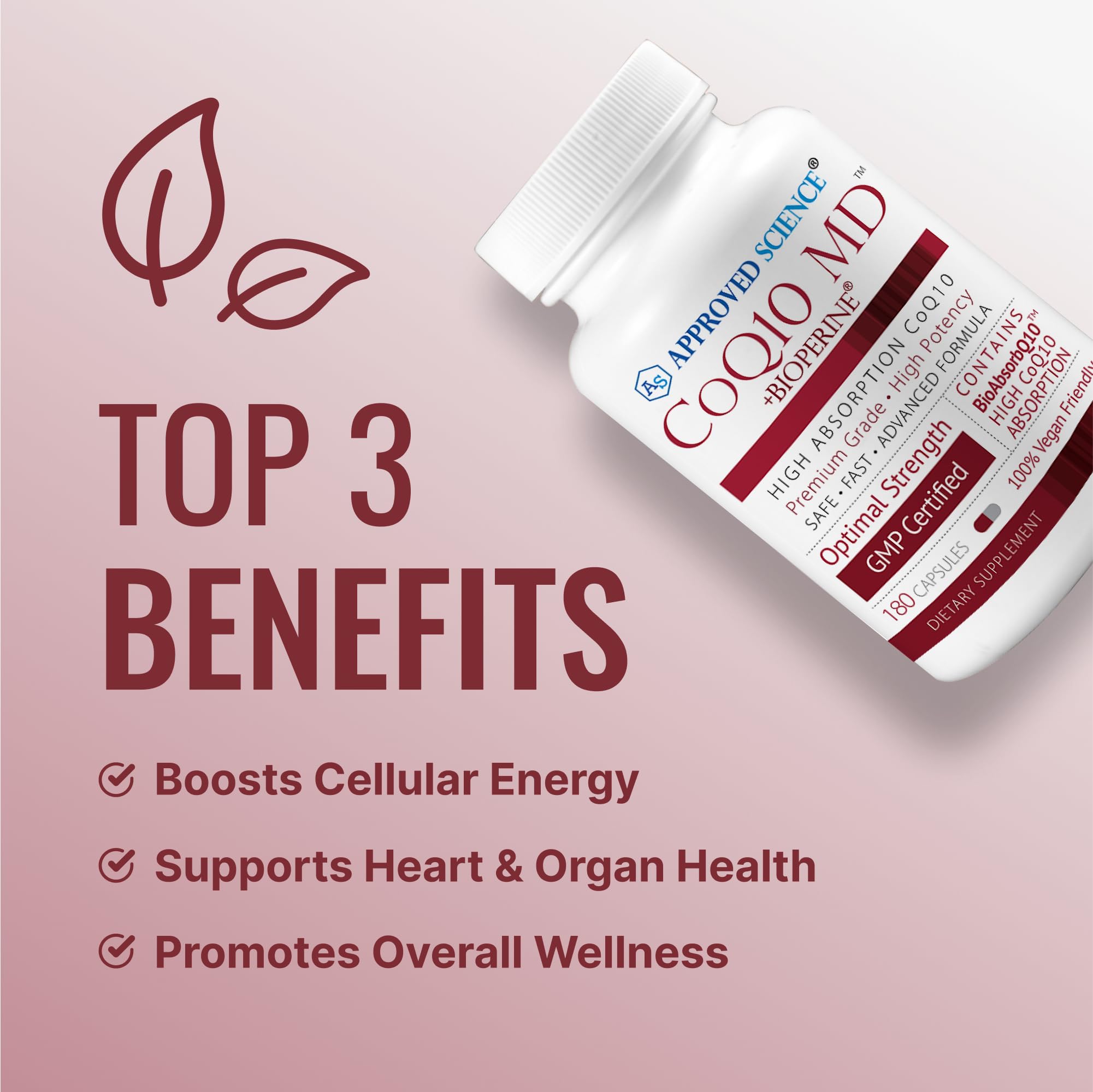 Approved Science CoQ10 MD - Extra Strength 300mg + BioPerine | Vegan CoQ10