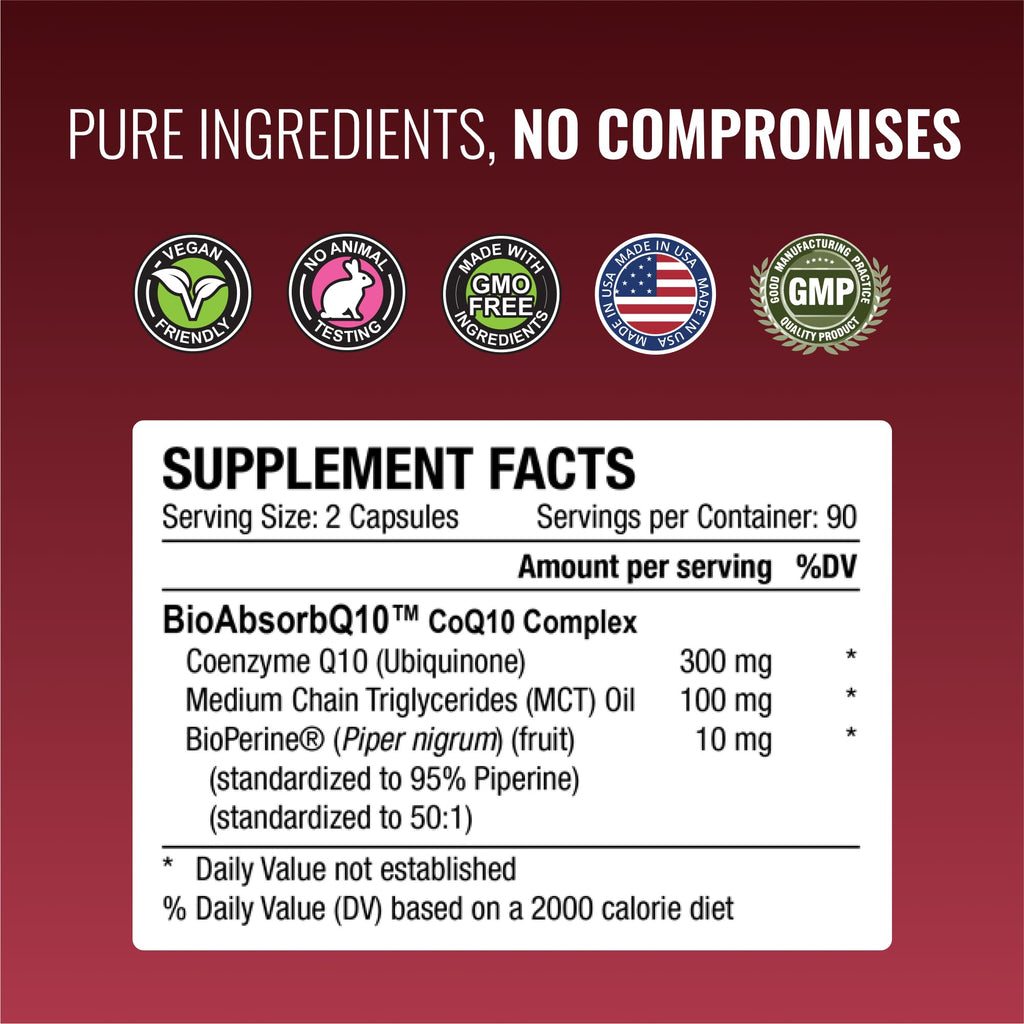 Approved Science CoQ10 MD - Extra Strength 300mg + BioPerine | Vegan CoQ10