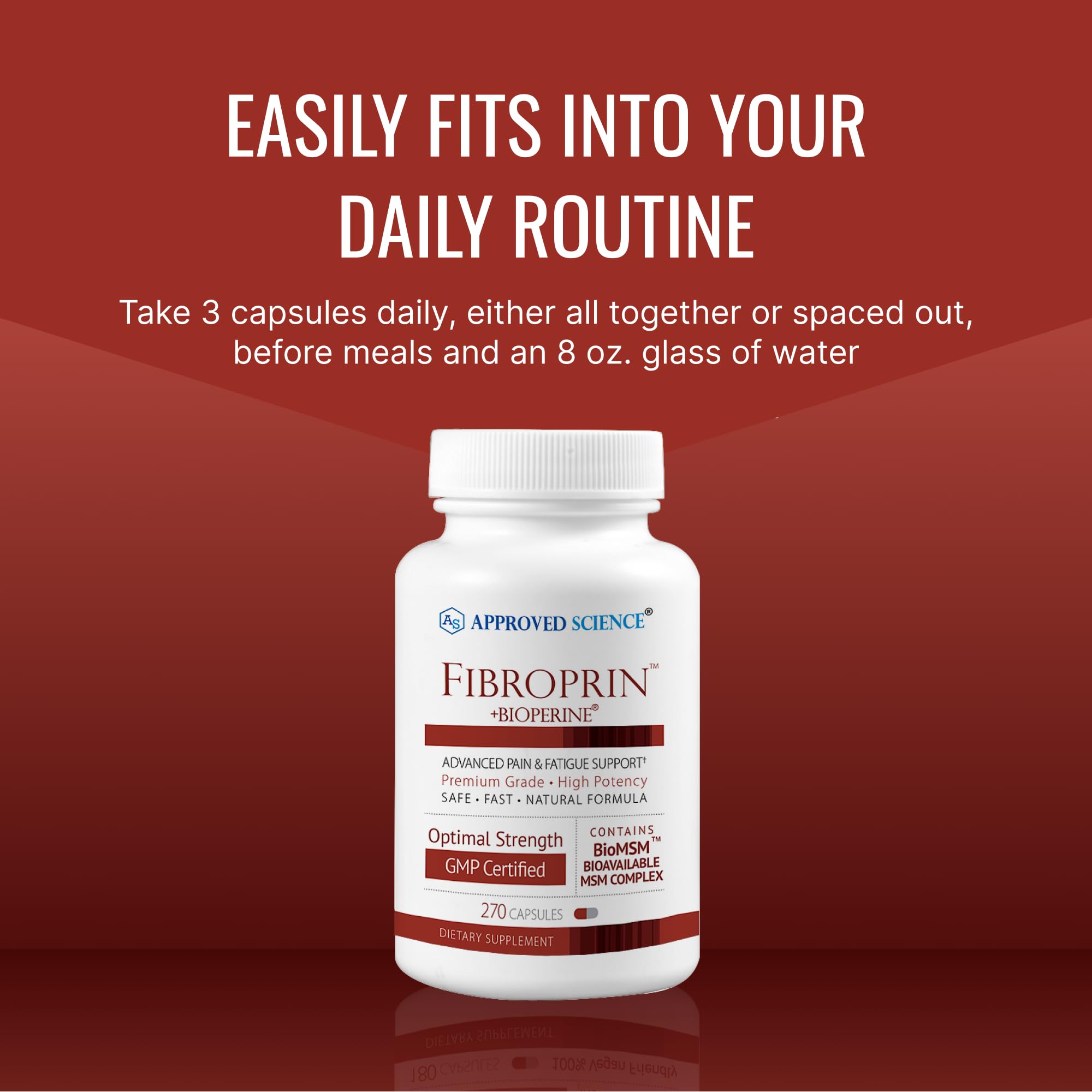 Approved Science Fibroprin - Ease Nerve & Muscle Aches, Improve Mobility, 270 Capsules, Made in USA