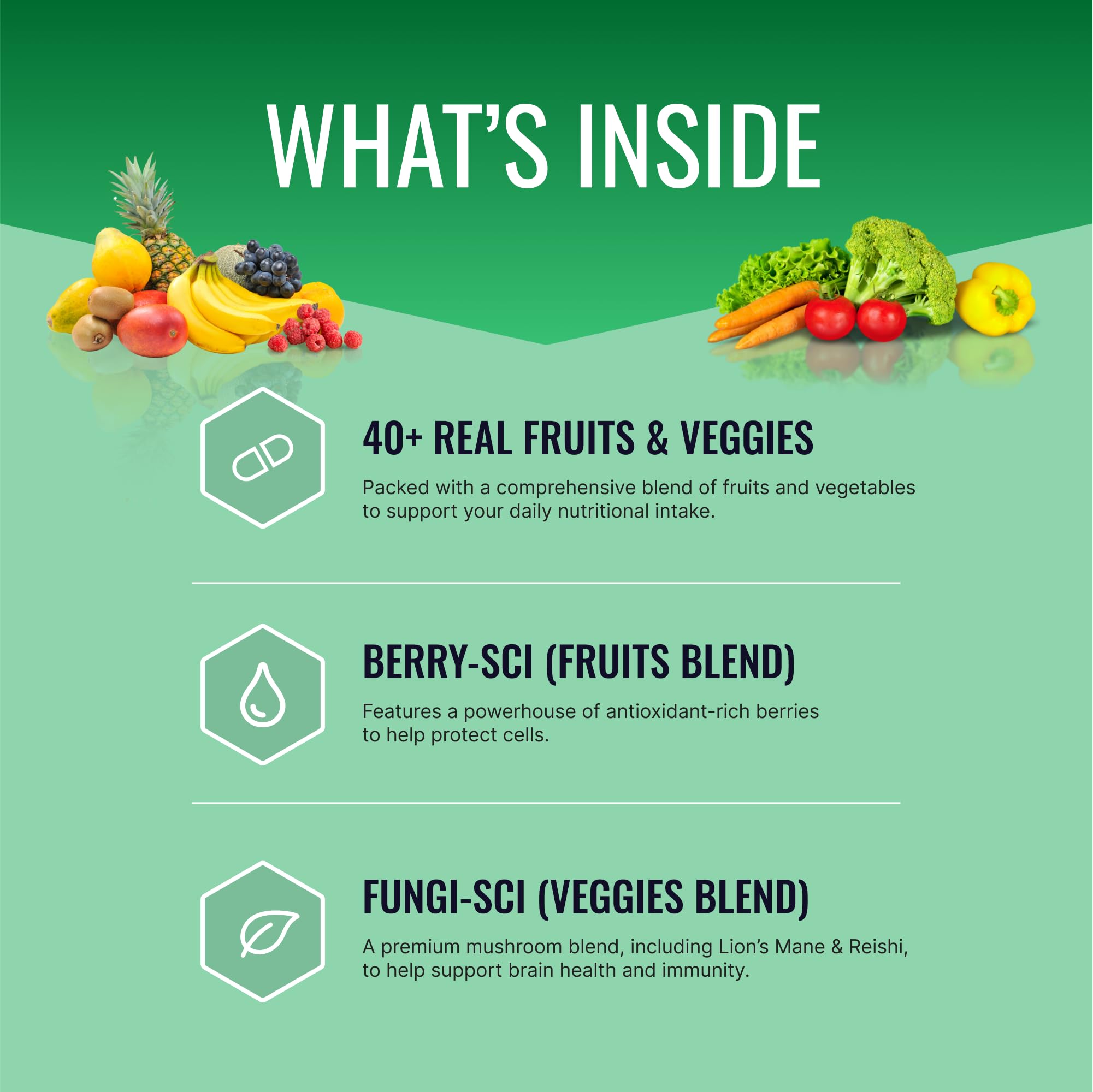 Approved Science Fruits & Veggies – 42 Fruits & Veggies Supplement, 180 Capsules (2-Month Supply)