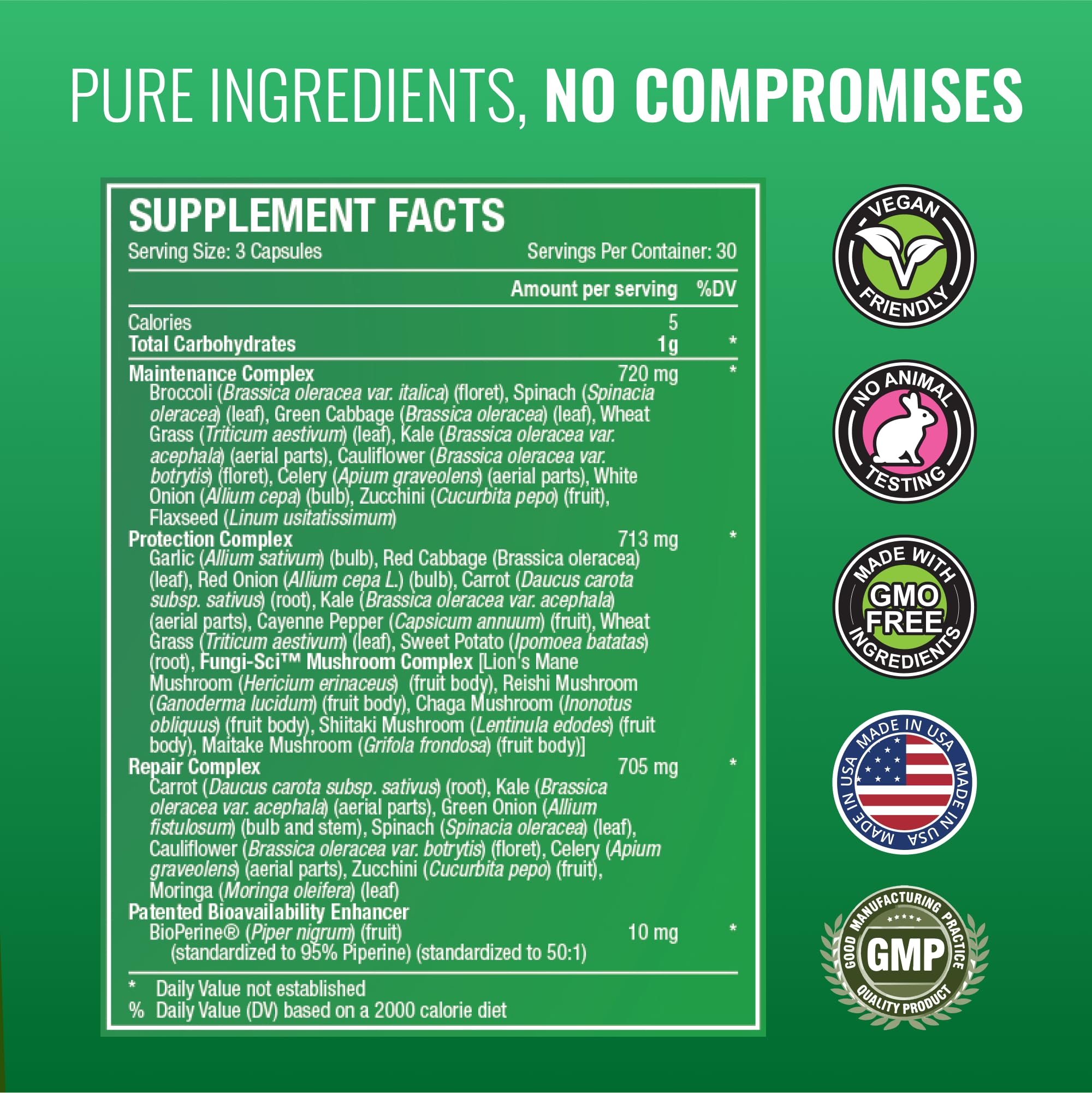 Approved Science Fruits & Veggies – 42-Item Whole Fruit & Veggie Supplement (270 Capsules) | 3-Month Supply