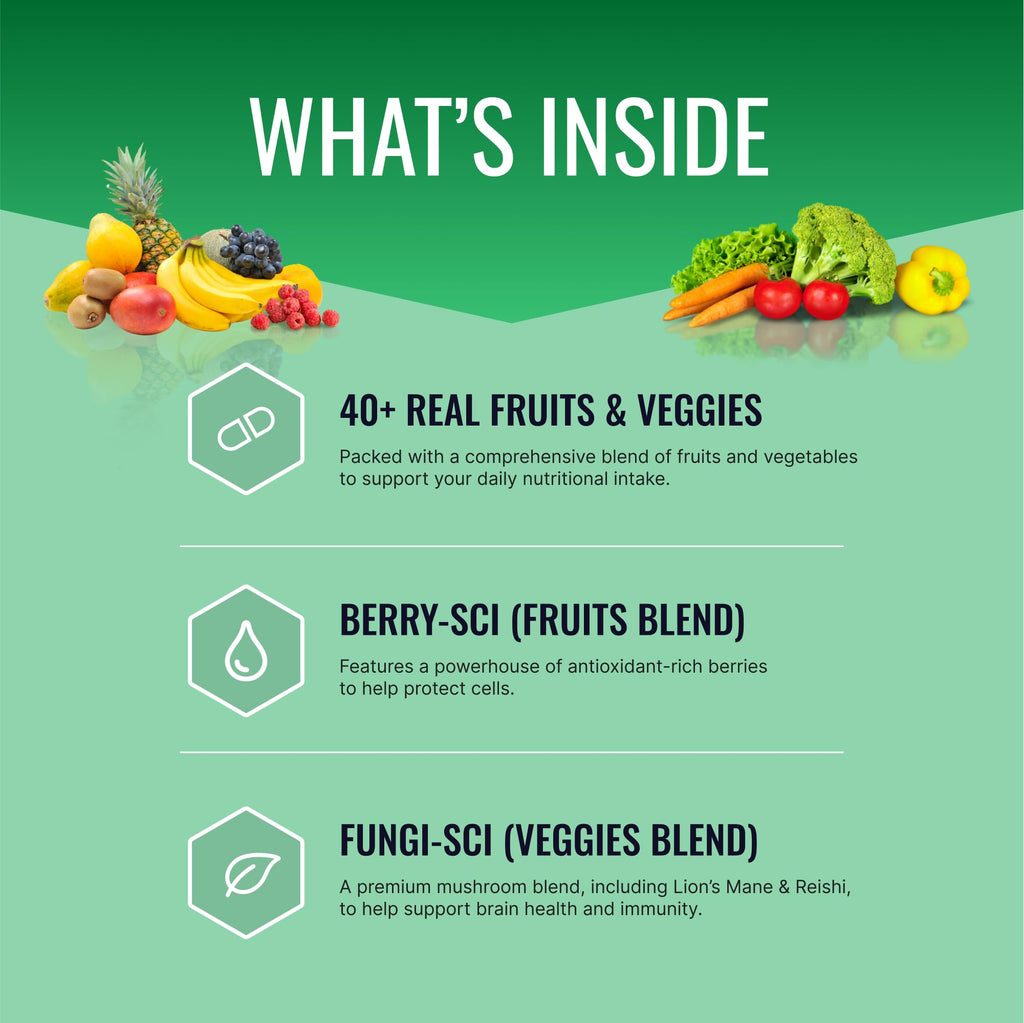 Approved Science Fruits & Veggies: 42-Item Whole Fruit & Veggie Capsule Supplement (90 Capsules)