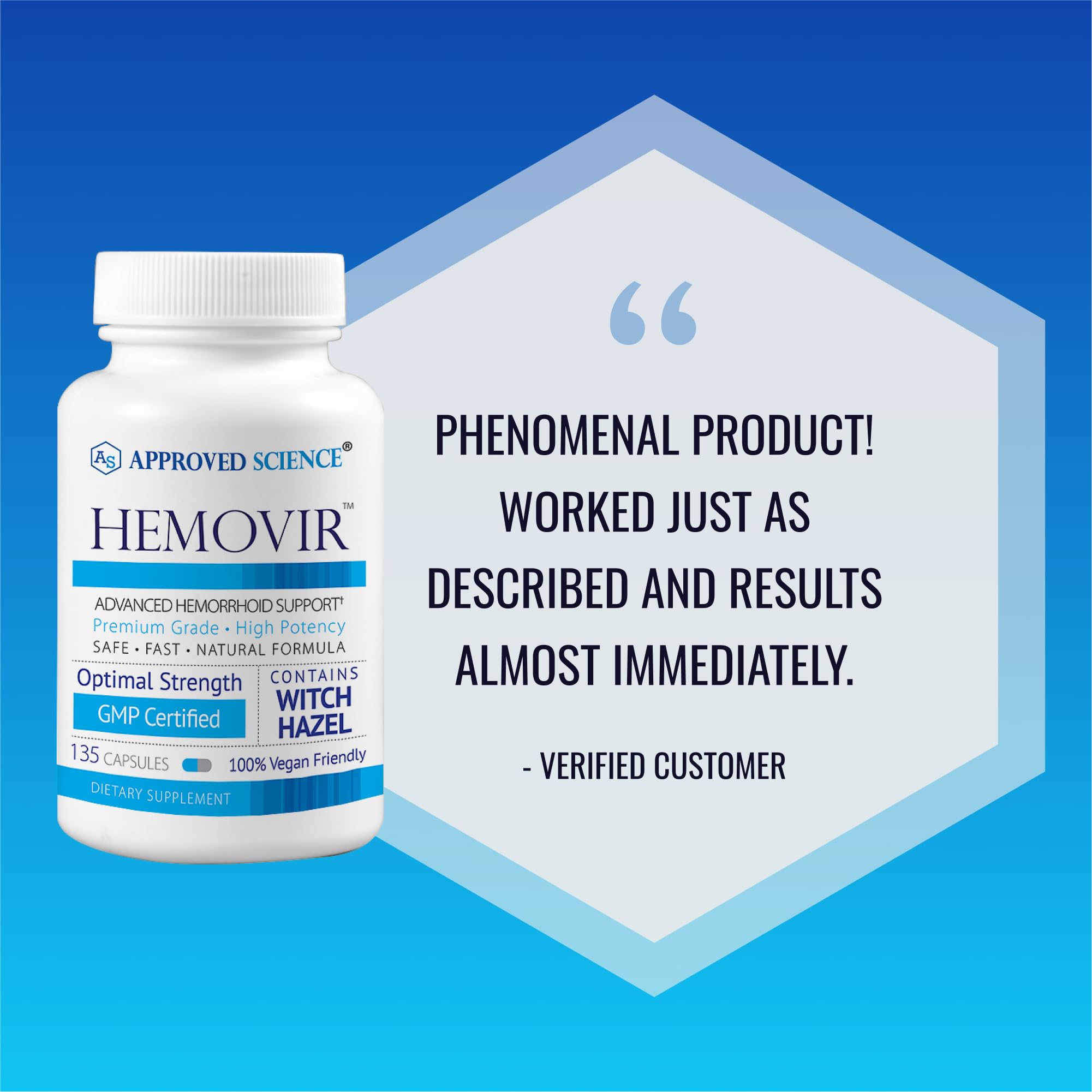 Approved Science Hemovir - Hemorrhoid Support, 135 Vegan Capsules
