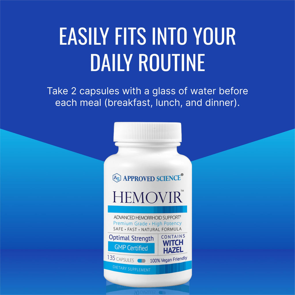 Approved Science Hemovir - Hemorrhoid Support, 135 Vegan Capsules