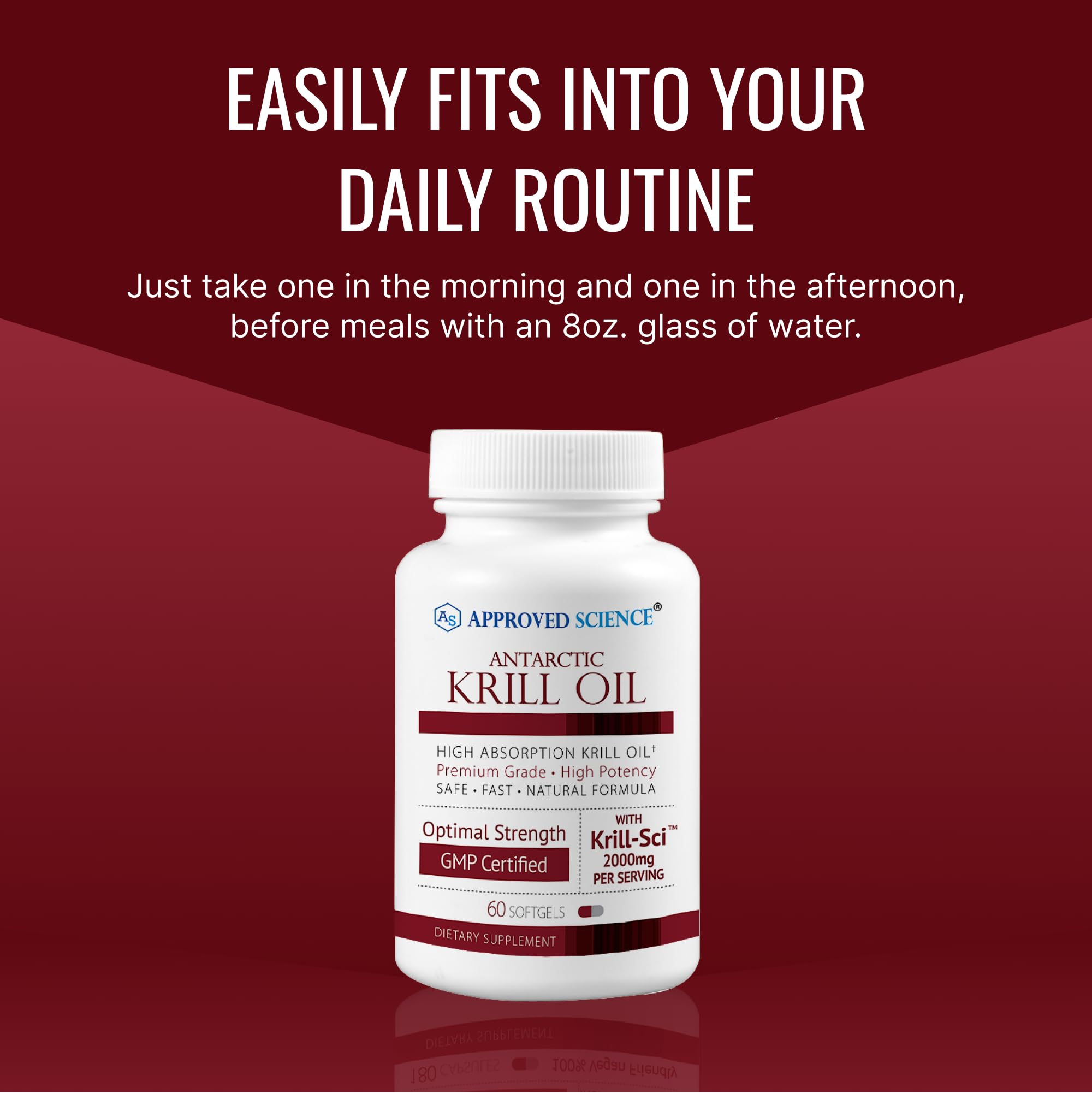 Approved Science Krill Oil 2000mg - 60 Softgels | EPA 260mg, DHA 160mg, Astaxanthin 650mcg