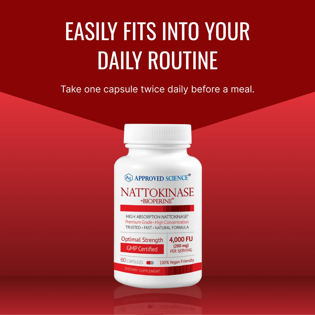 Approved Science Nattokinase 4000 FU - 180 Vegan Capsules + BioPerine