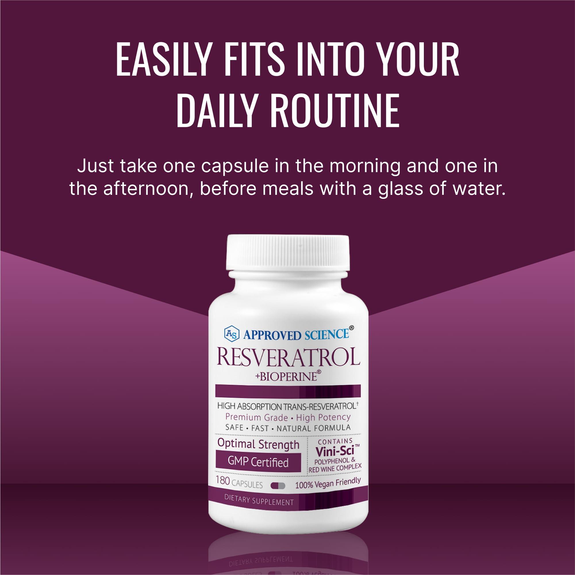 Approved Science Resveratrol - 1000 mg Trans-Resveratrol + Bioperine - 380 Vegan Capsules (2 Bottles)