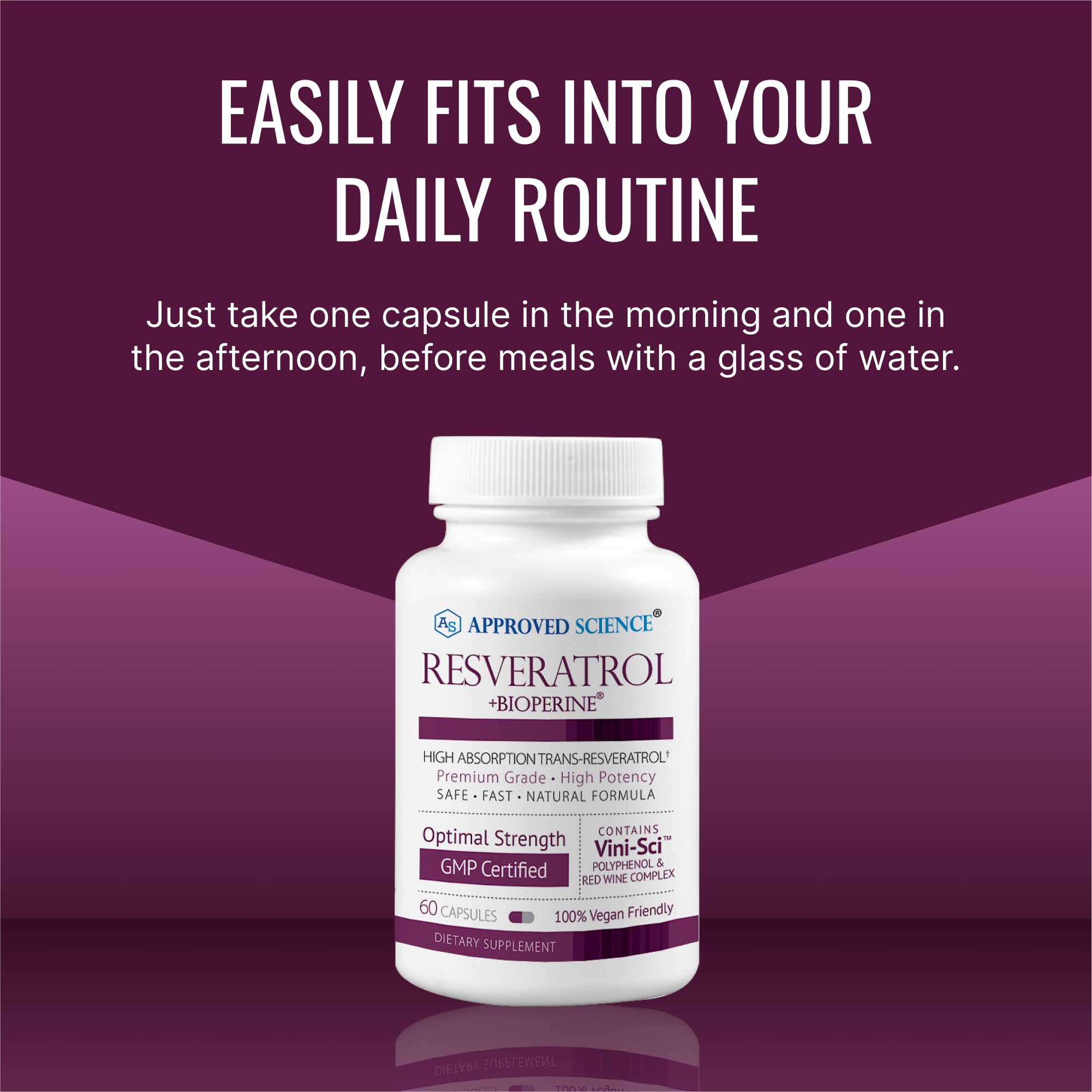 Approved Science® Resveratrol 1000 mg Trans-Resveratrol | 60 Vegan Capsules | Bioperine® | 98% Purity