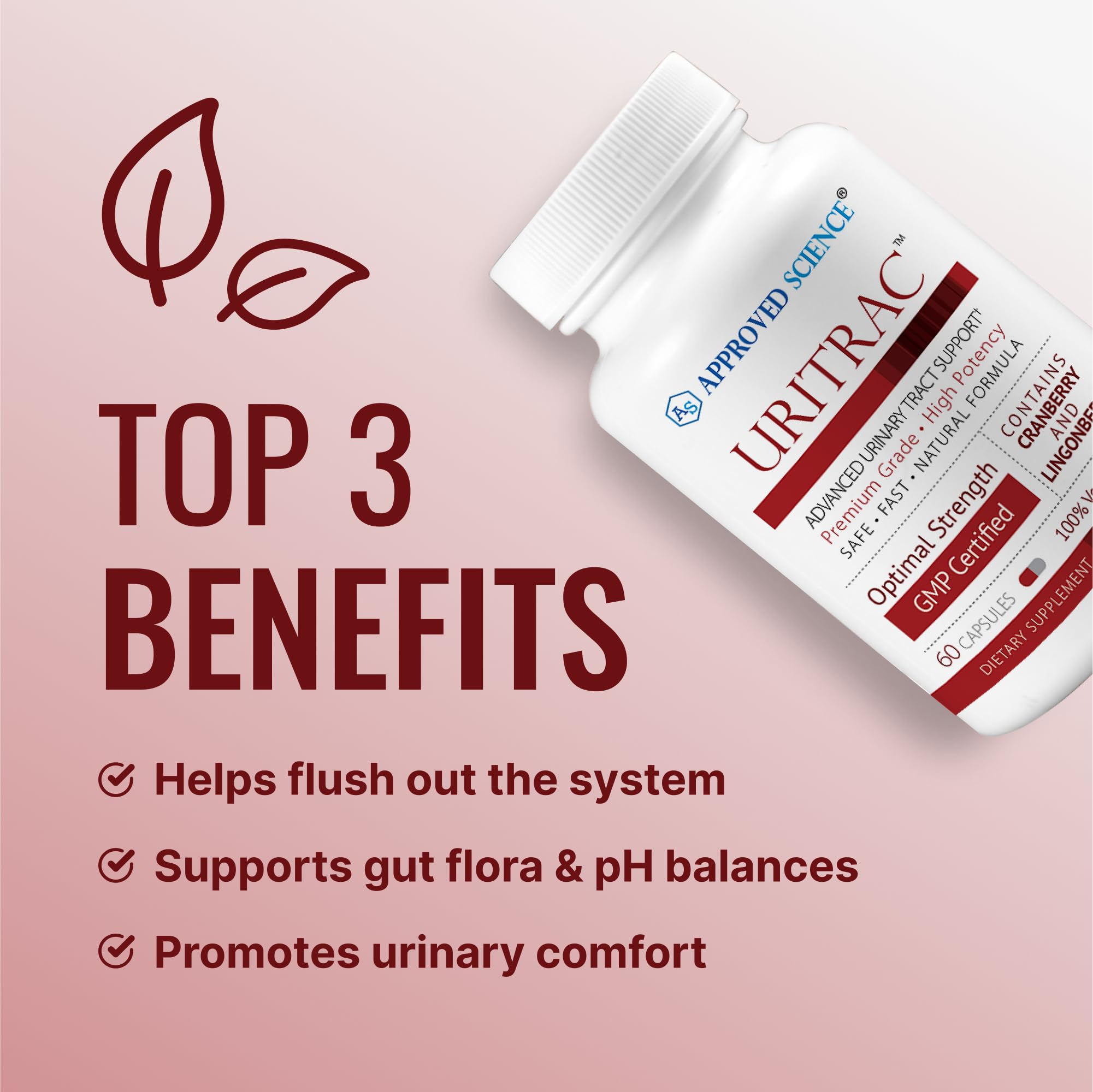 Approved Science Uritrac UTI Support - Cranberry, D-Mannose, Lingonberry | 60 Capsules Pack of 2