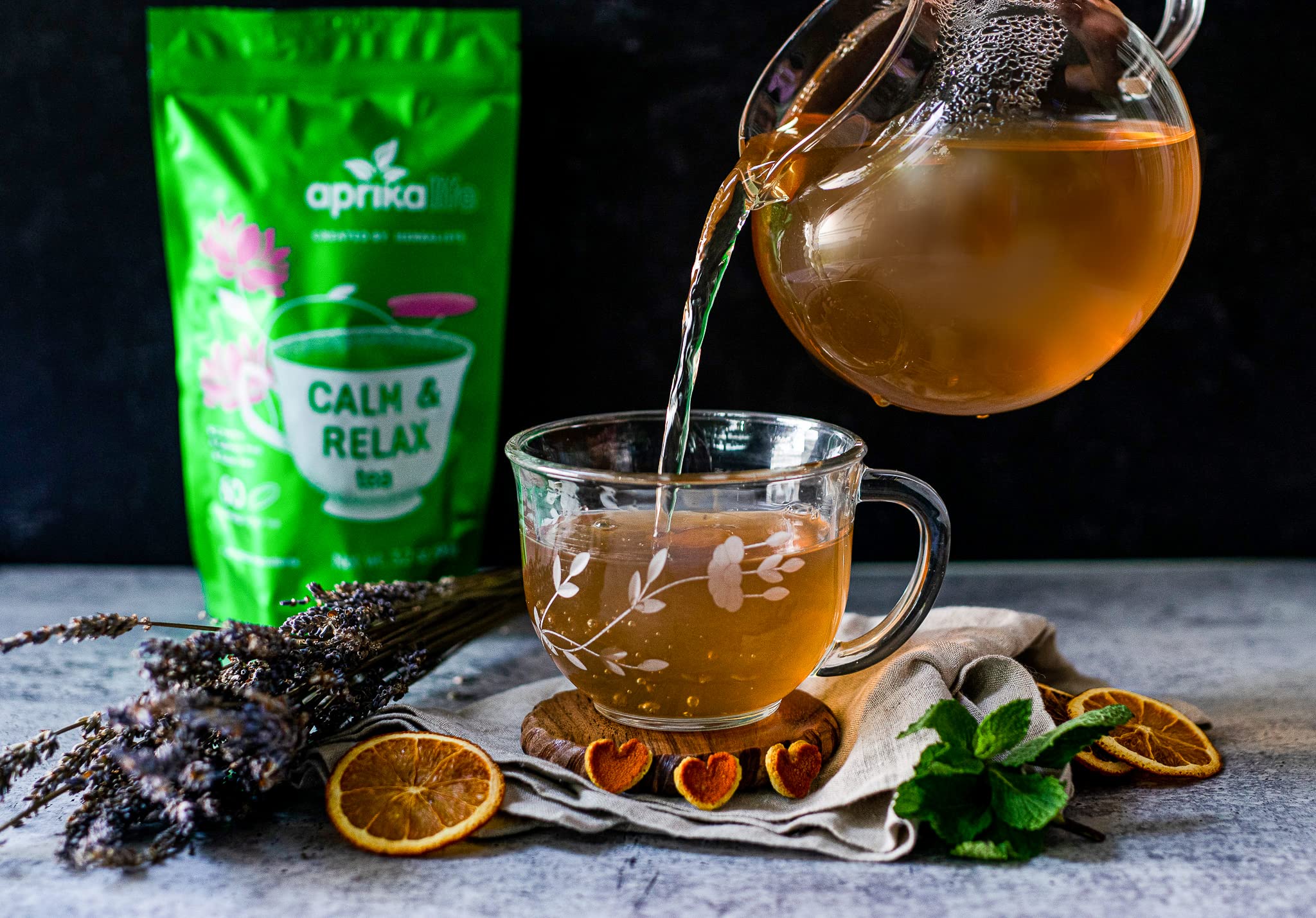 AprikaLife Calm & Relax Herbal Tea – Chamomile, Peppermint & Lavender (60 Tea Bags)