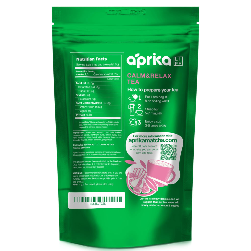 AprikaLife Calm & Relax Herbal Tea – Chamomile, Peppermint & Lavender (60 Tea Bags)